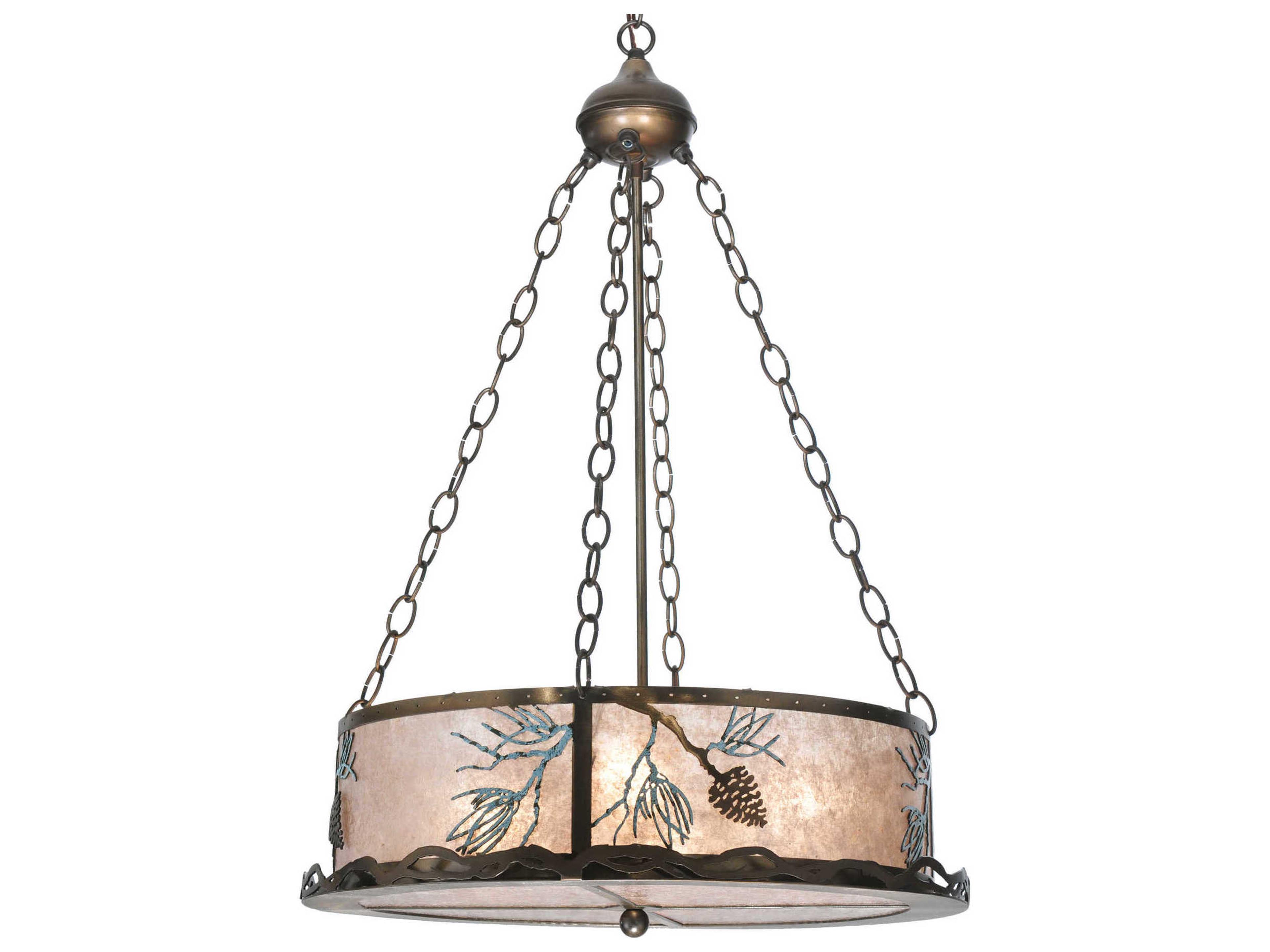 Balsam Pine 4-Light Copper Drum Pendant