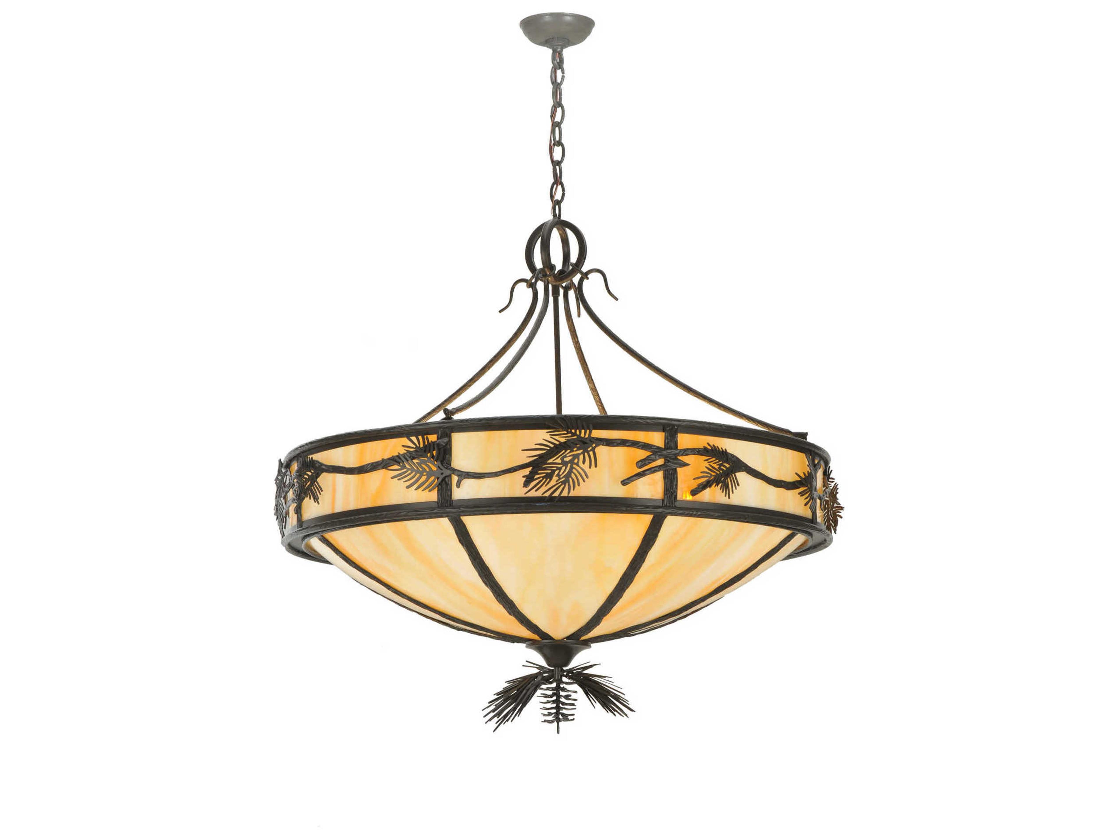 Rustic 8-Light Bronze Bowl Pendant
