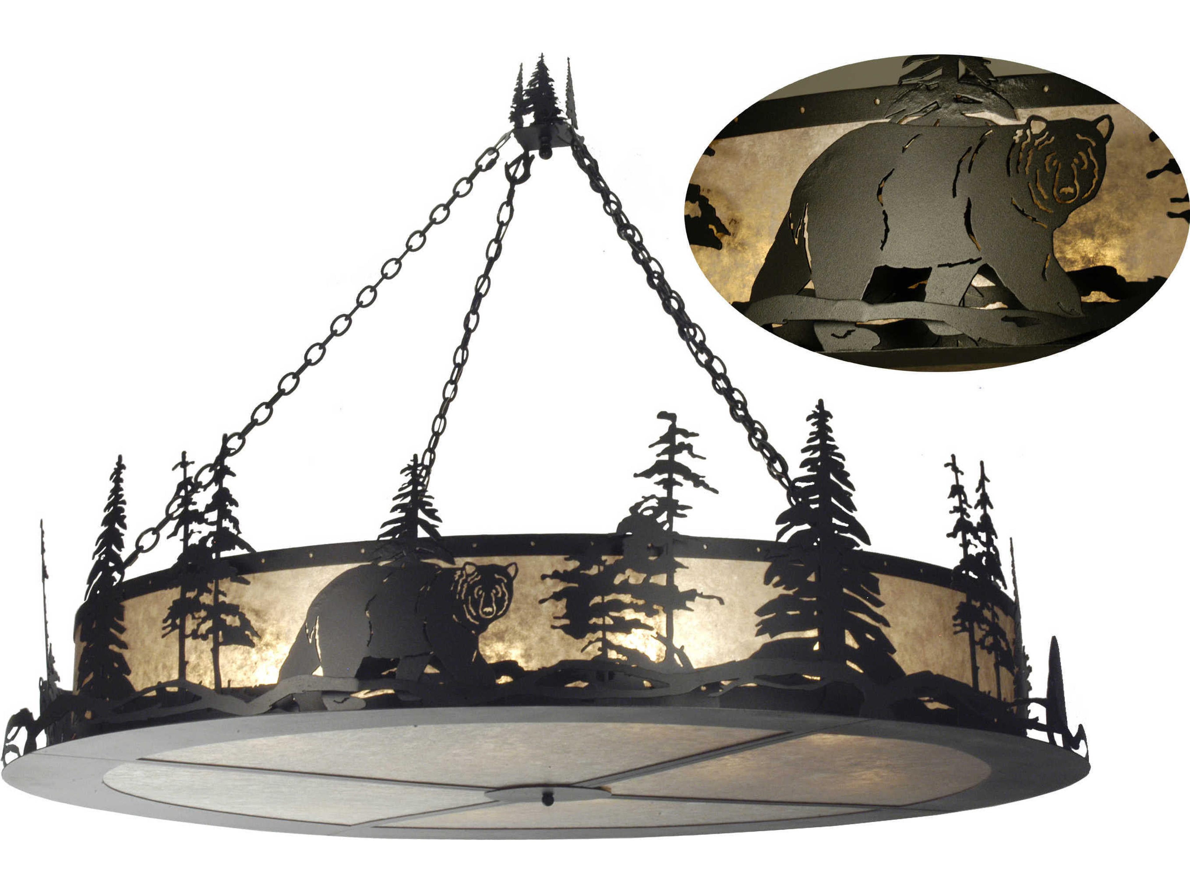 Rustic 12-Light Black Bowl Geometric Pendant