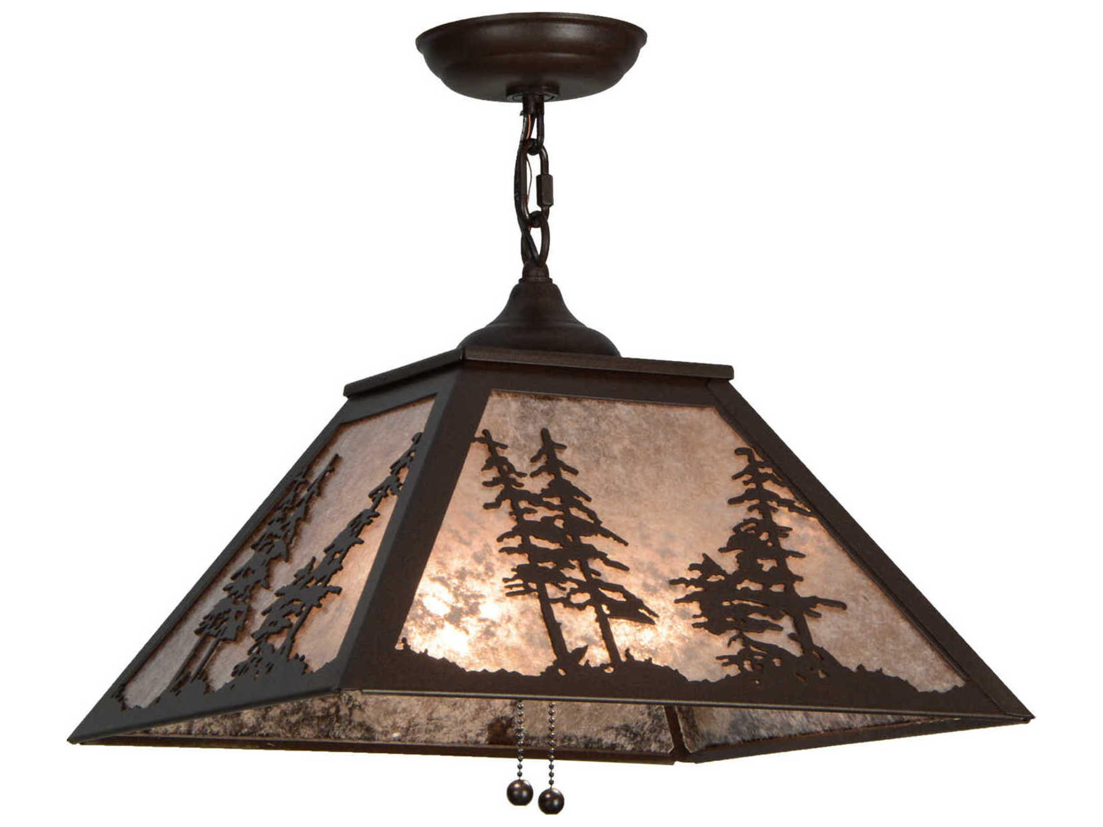 Rustic 2-Light Brown Geometric Pendant