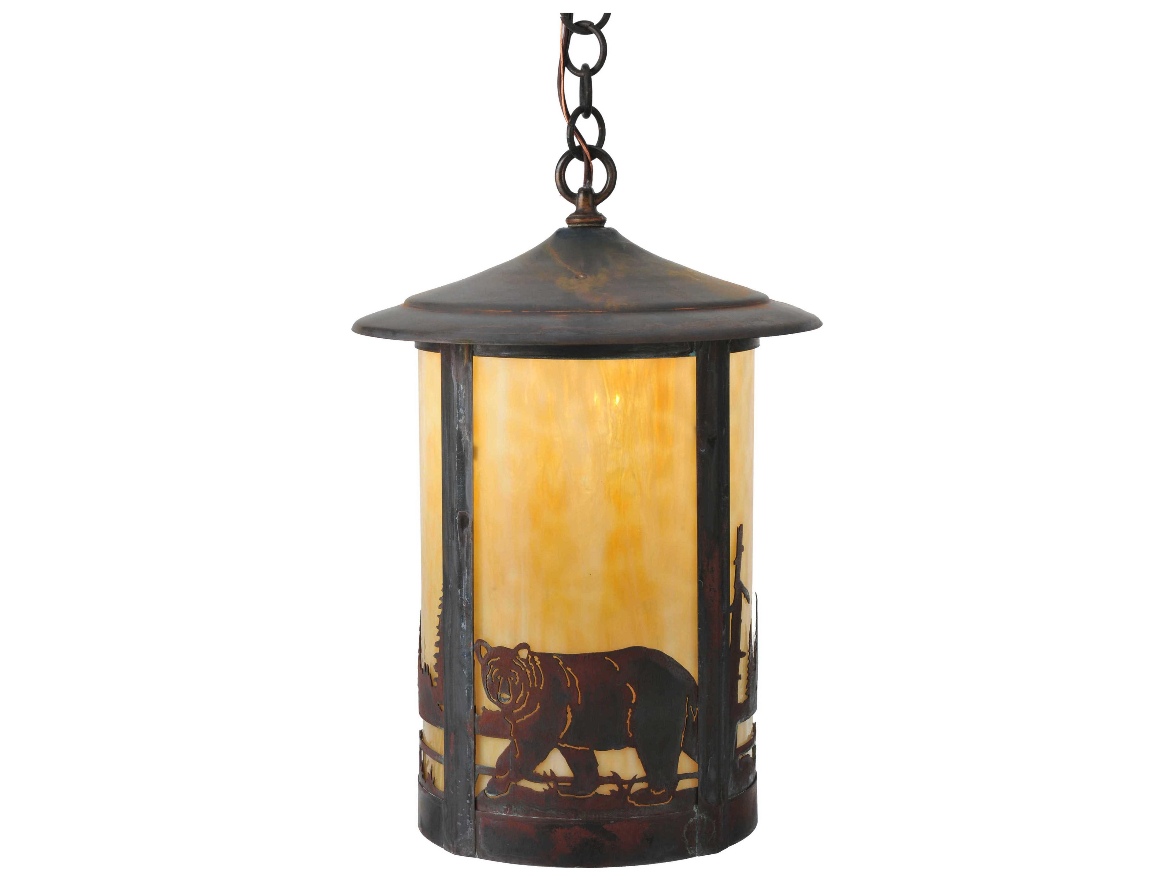 Rustic 1-Light Brown Cylinder Pendant