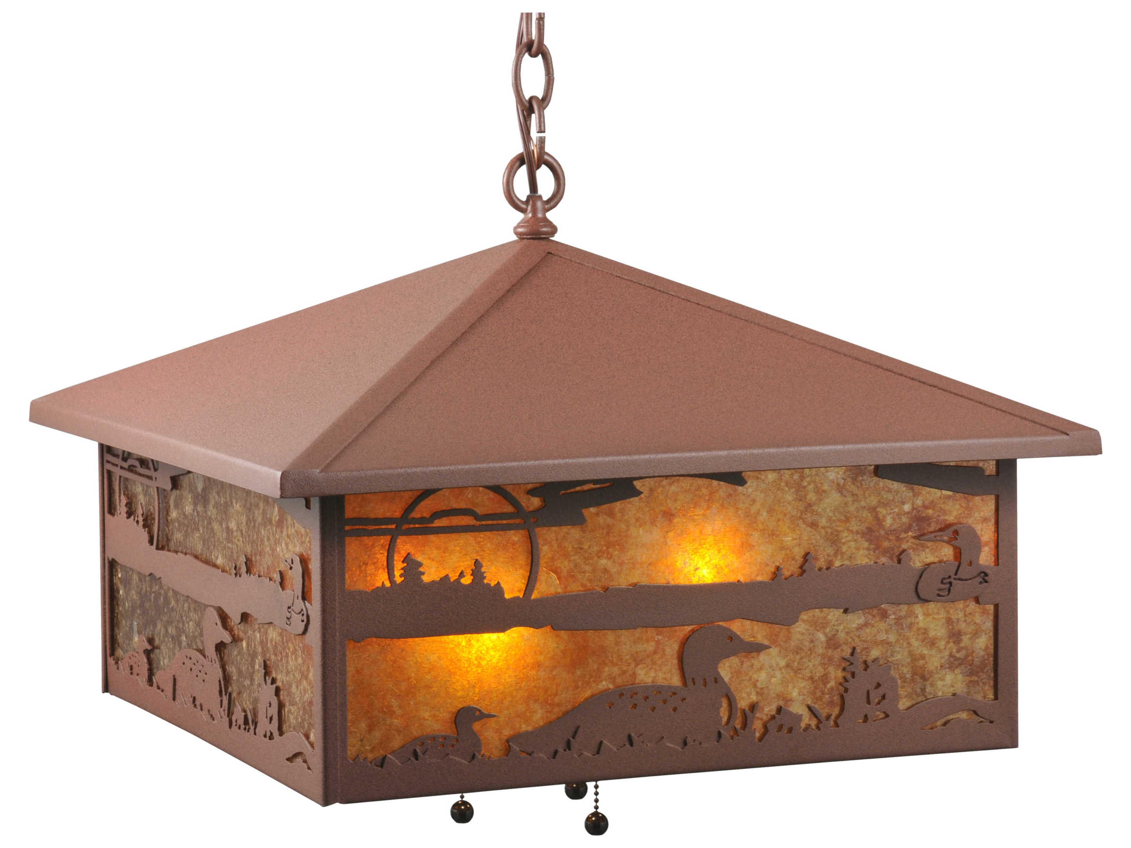 Rustic 3-Light Red Geometric Pendant