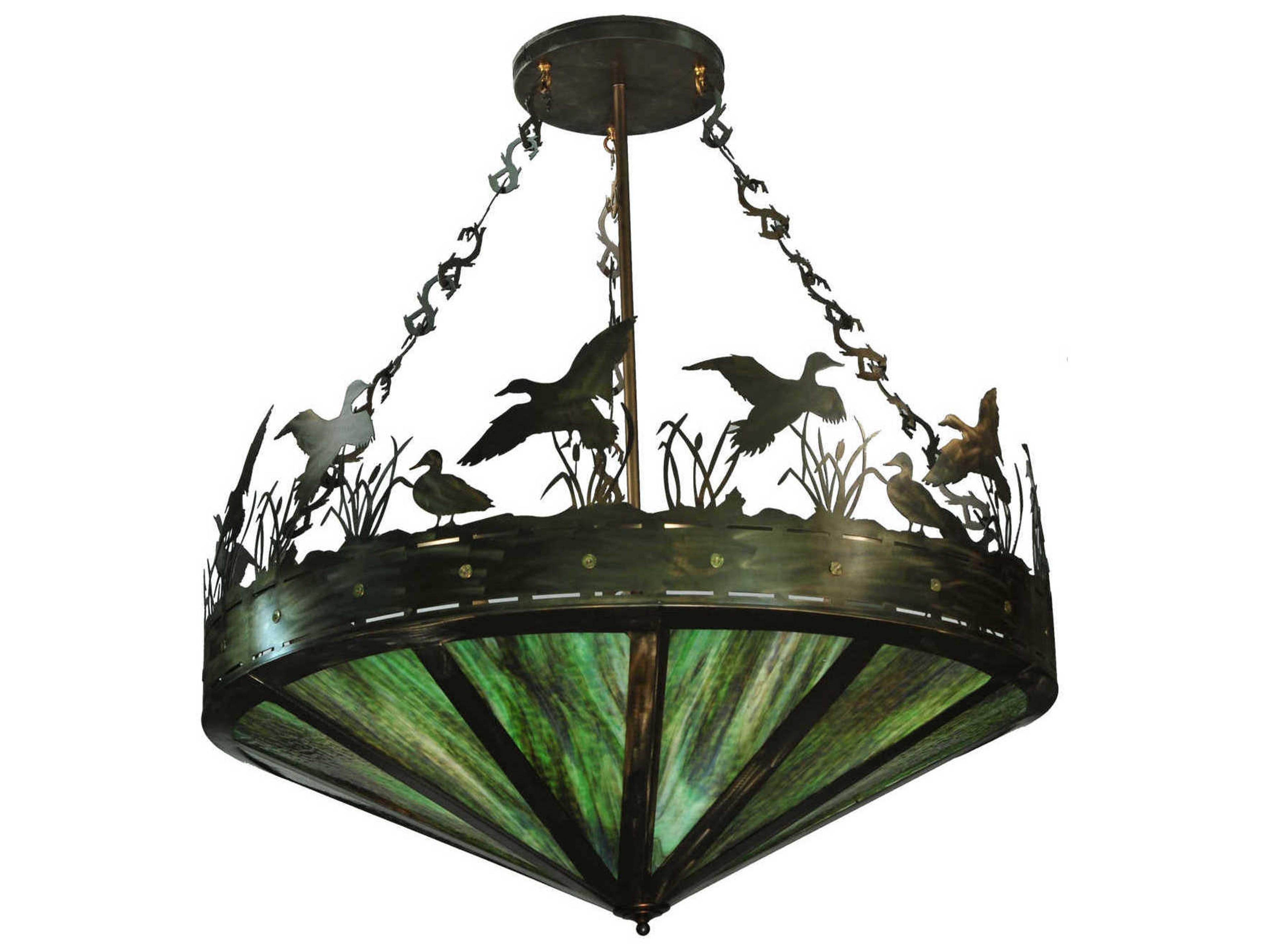 Ducks In Flight 9-Light Copper Geometric Pendant