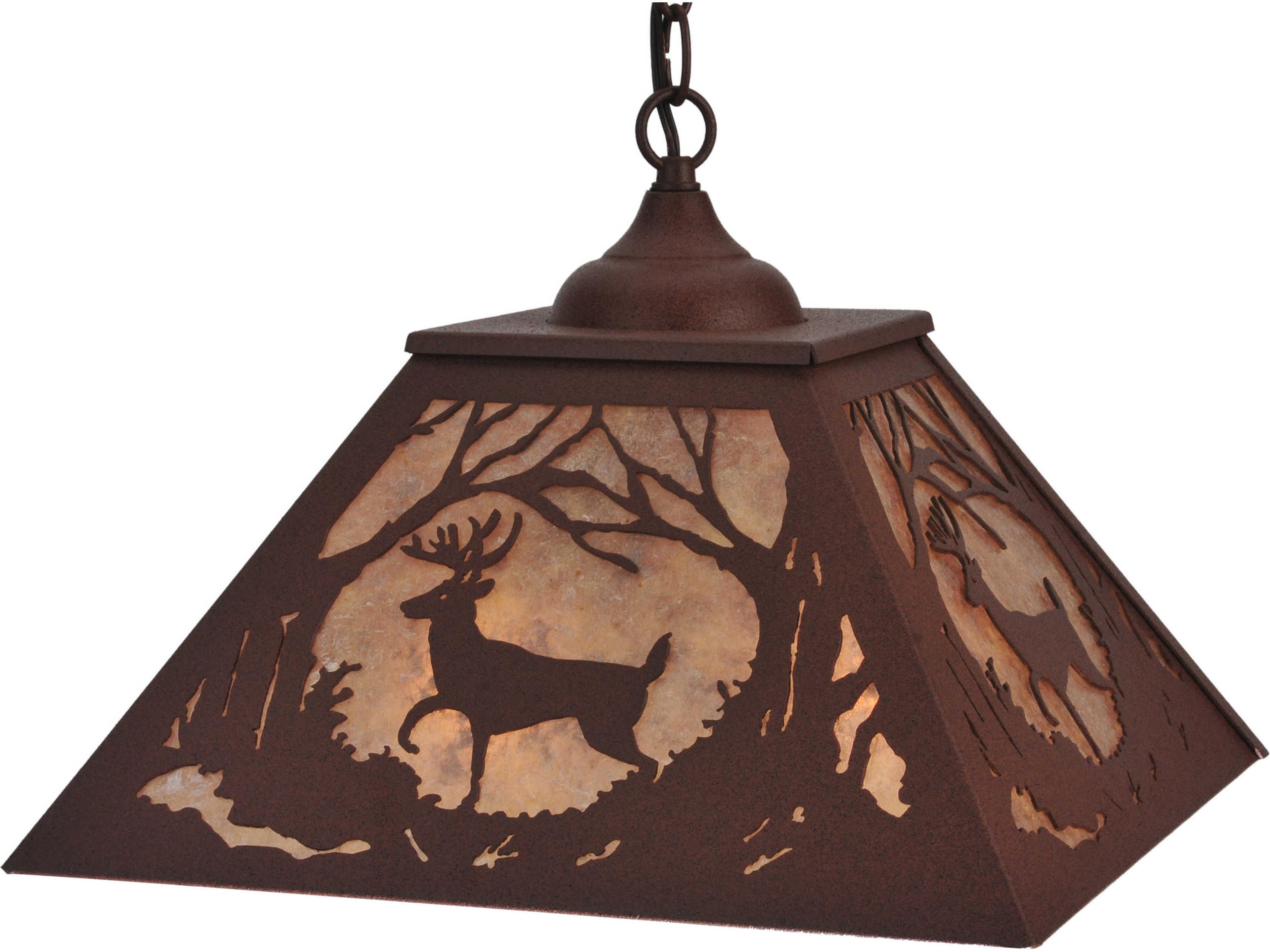 Deer At Dawn 2-Light Red Geometric Pendant