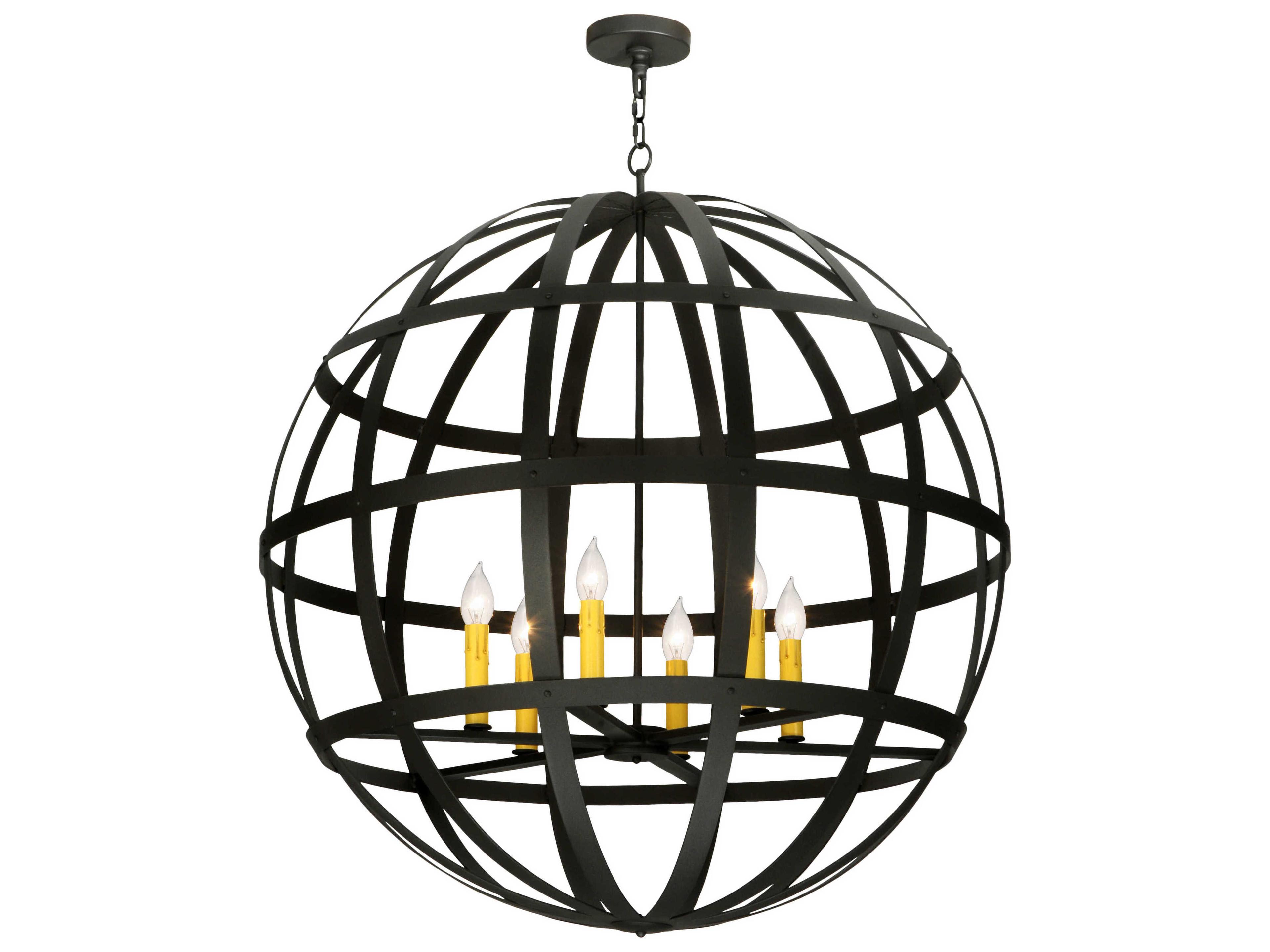 Rustic 6-Light Black Globe Pendant