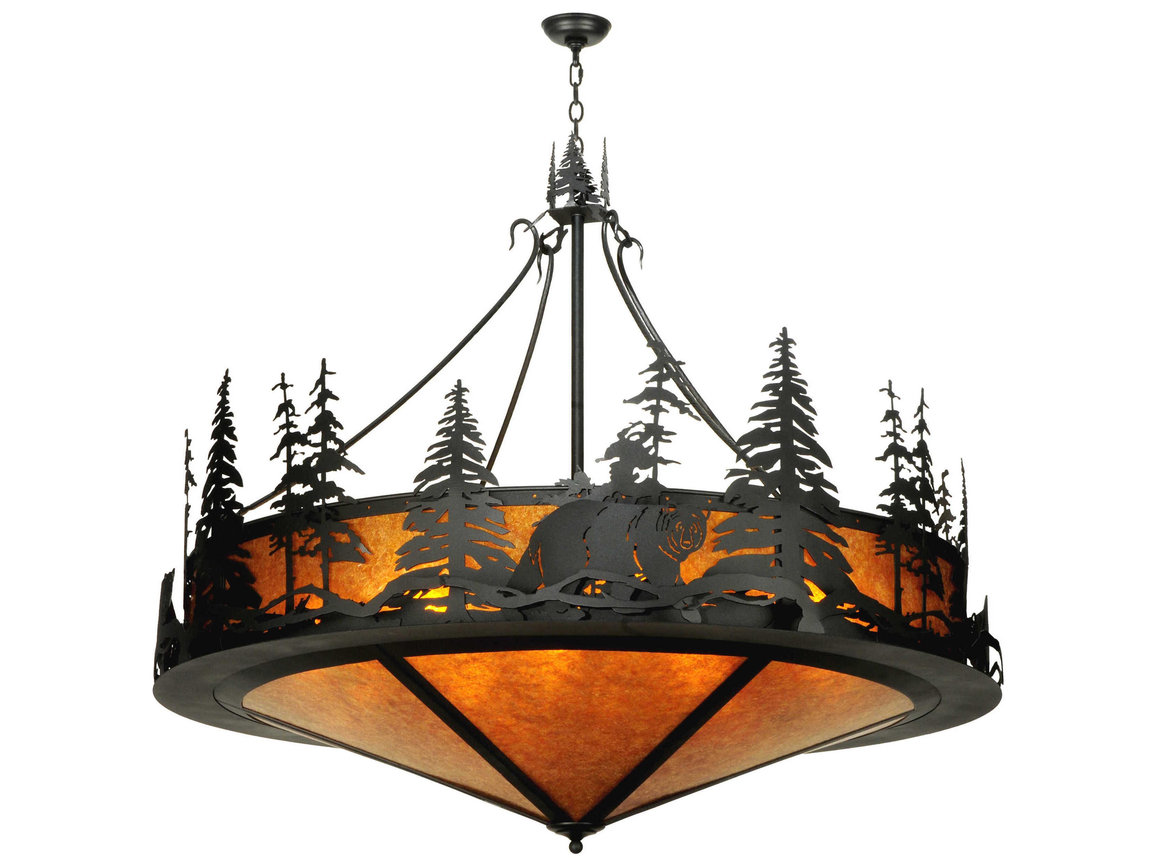 Rustic 12-Light Black Geometric Pendant