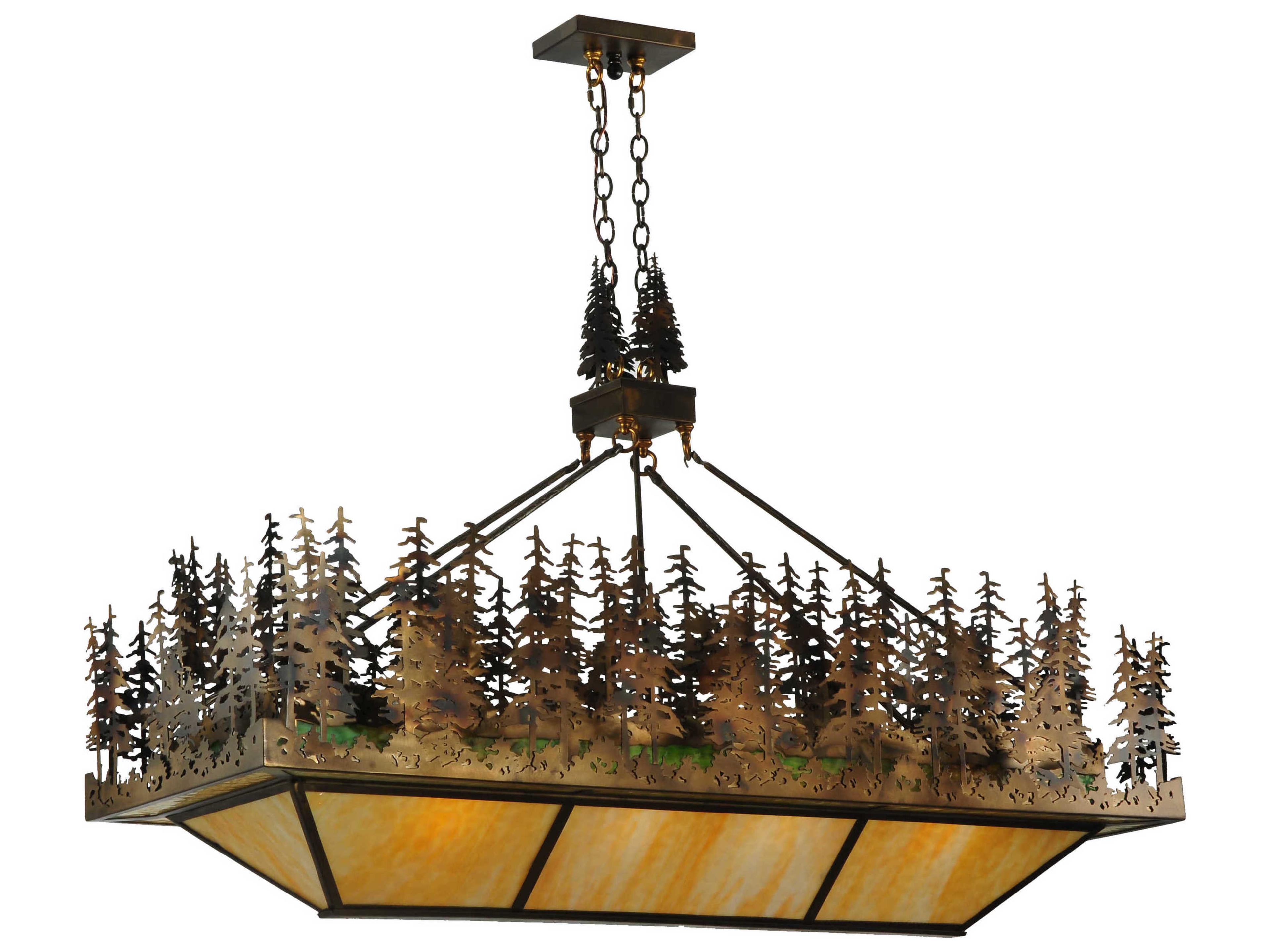 Rustic 8-Light Brown Geometric Pendant