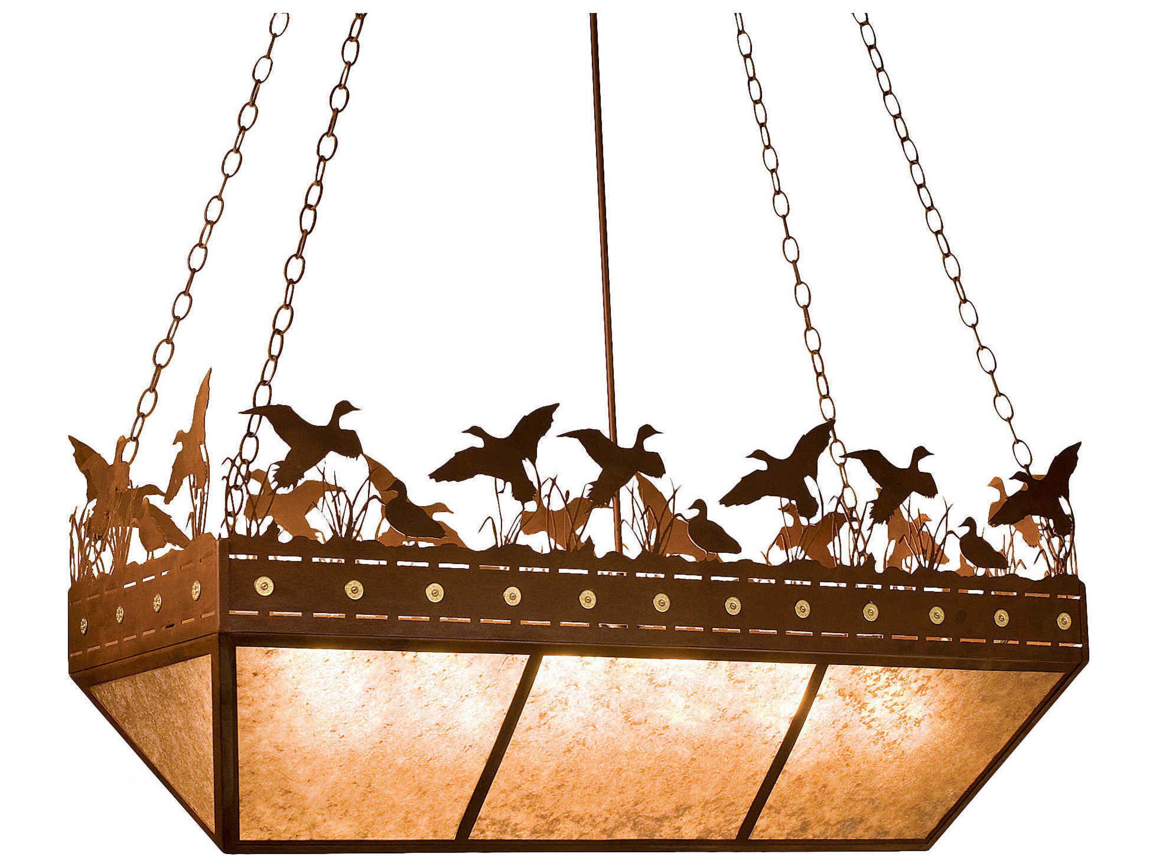 Ducks In Flight 6-Light Red Geometric Pendant