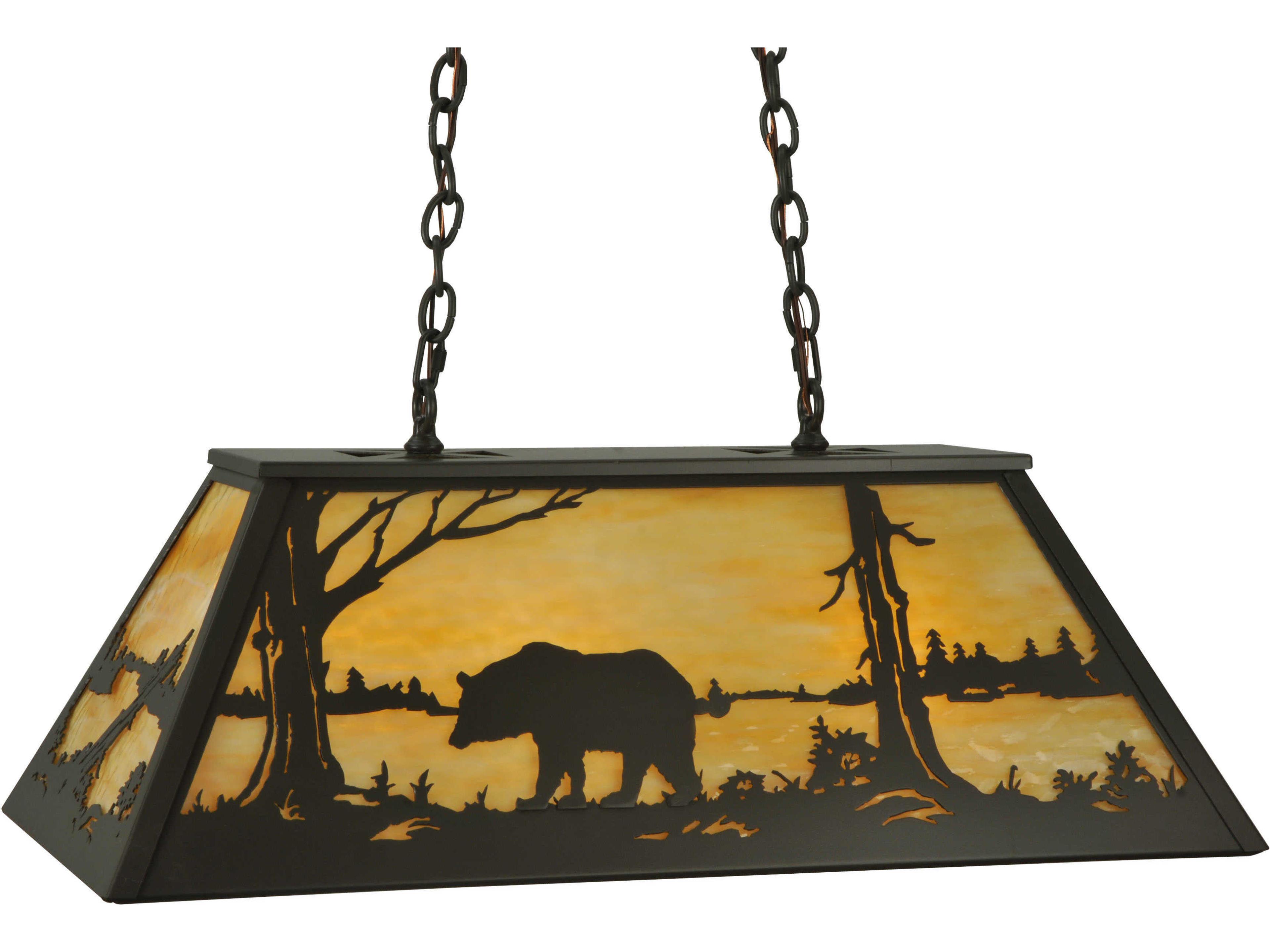 Bear At Lake 6-Light Bronze Geometric Pendant