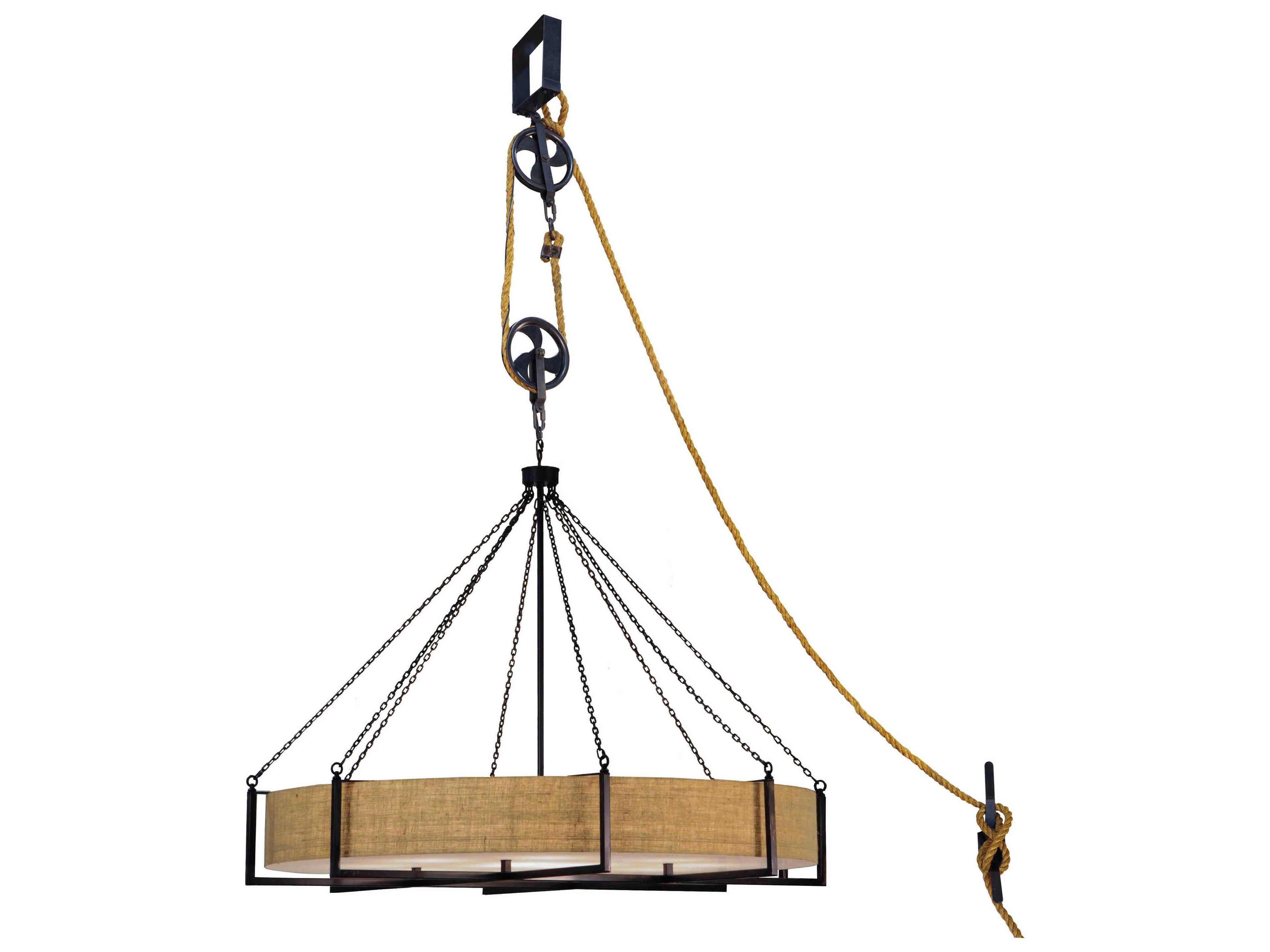 Rustic 12-Light Brown Round Pendant