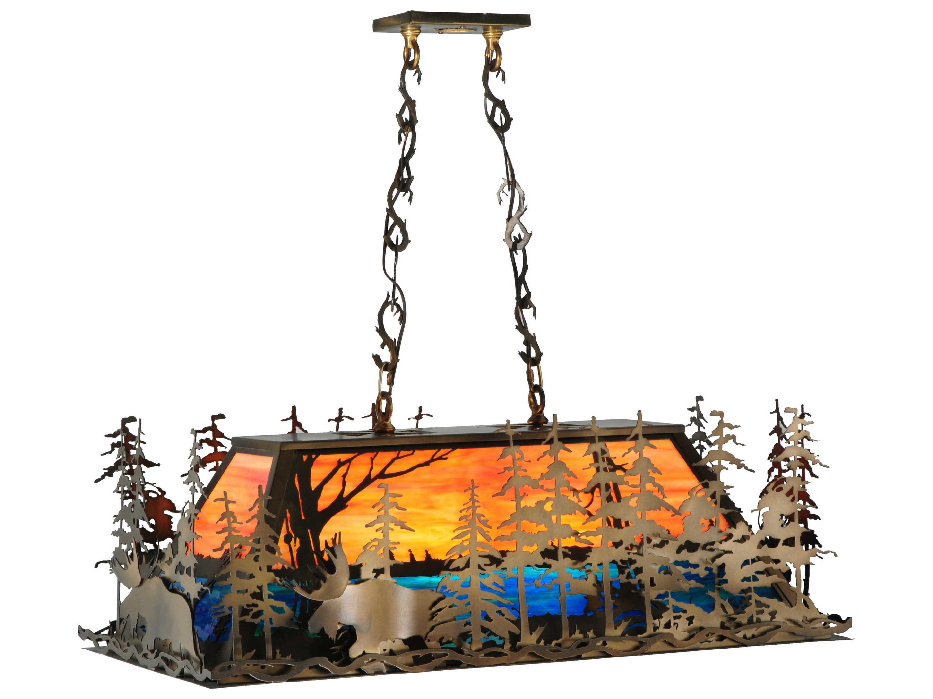 Moose At Dusk 6-Light Copper Geometric Pendant