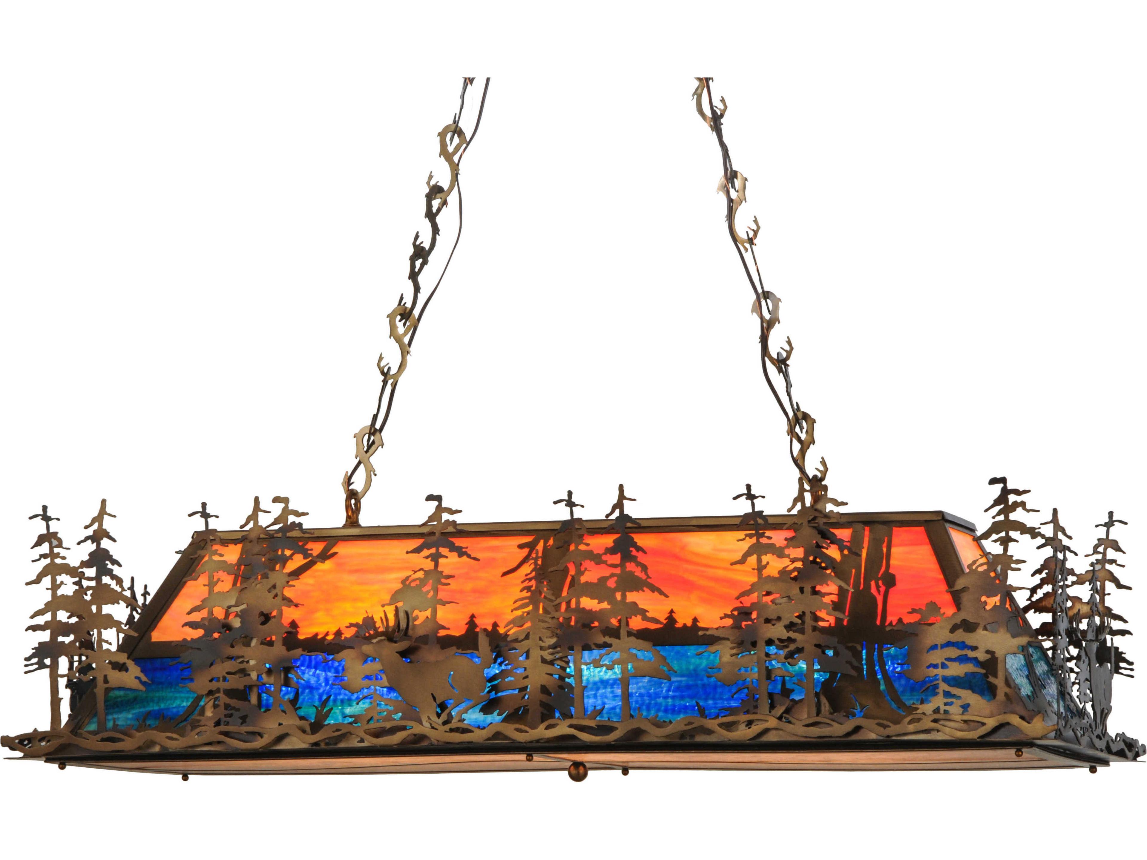 Rustic 9-Light Brass Pendant