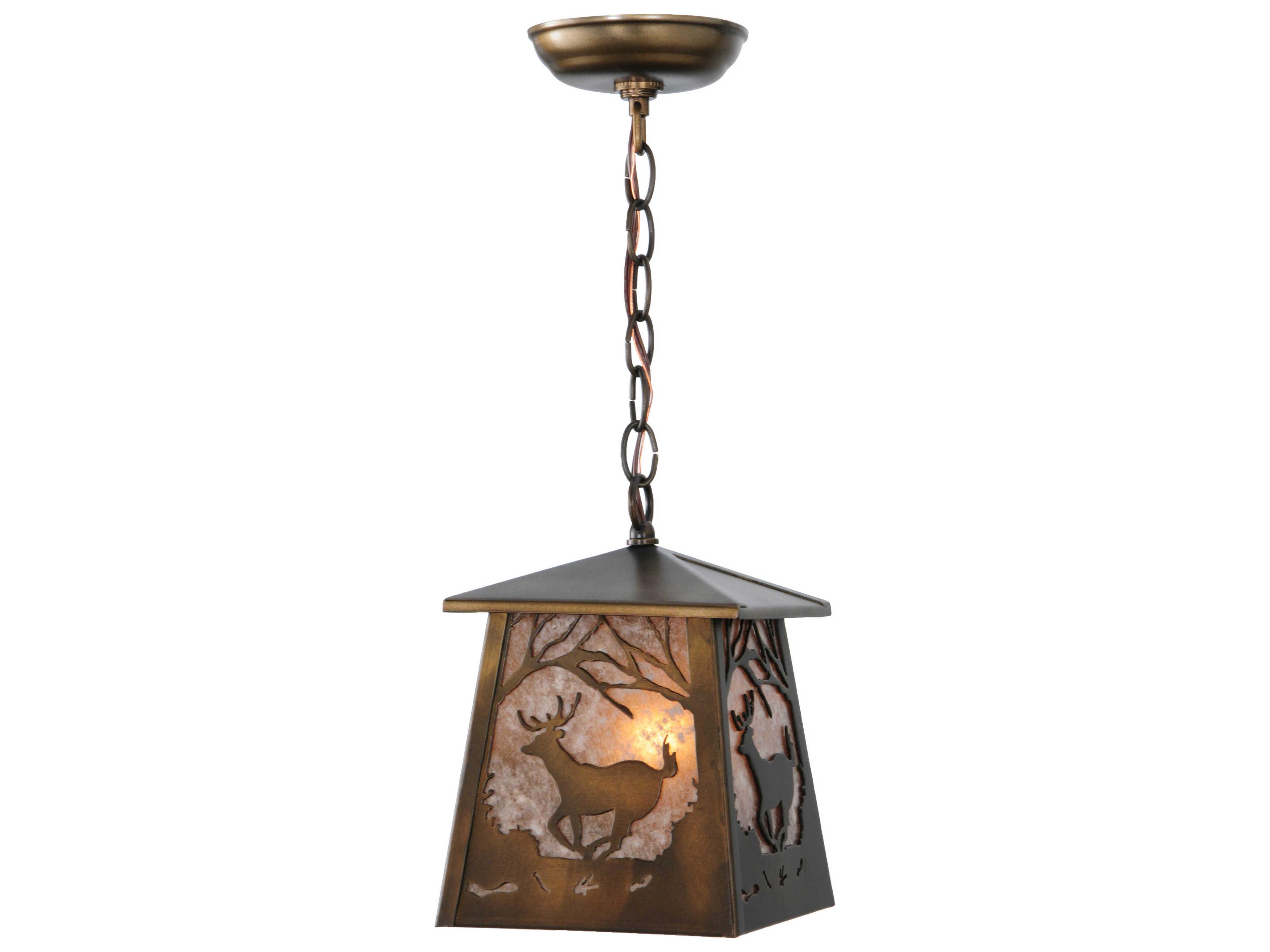 Deer At Dawn 1-Light Copper Lantern Pendant