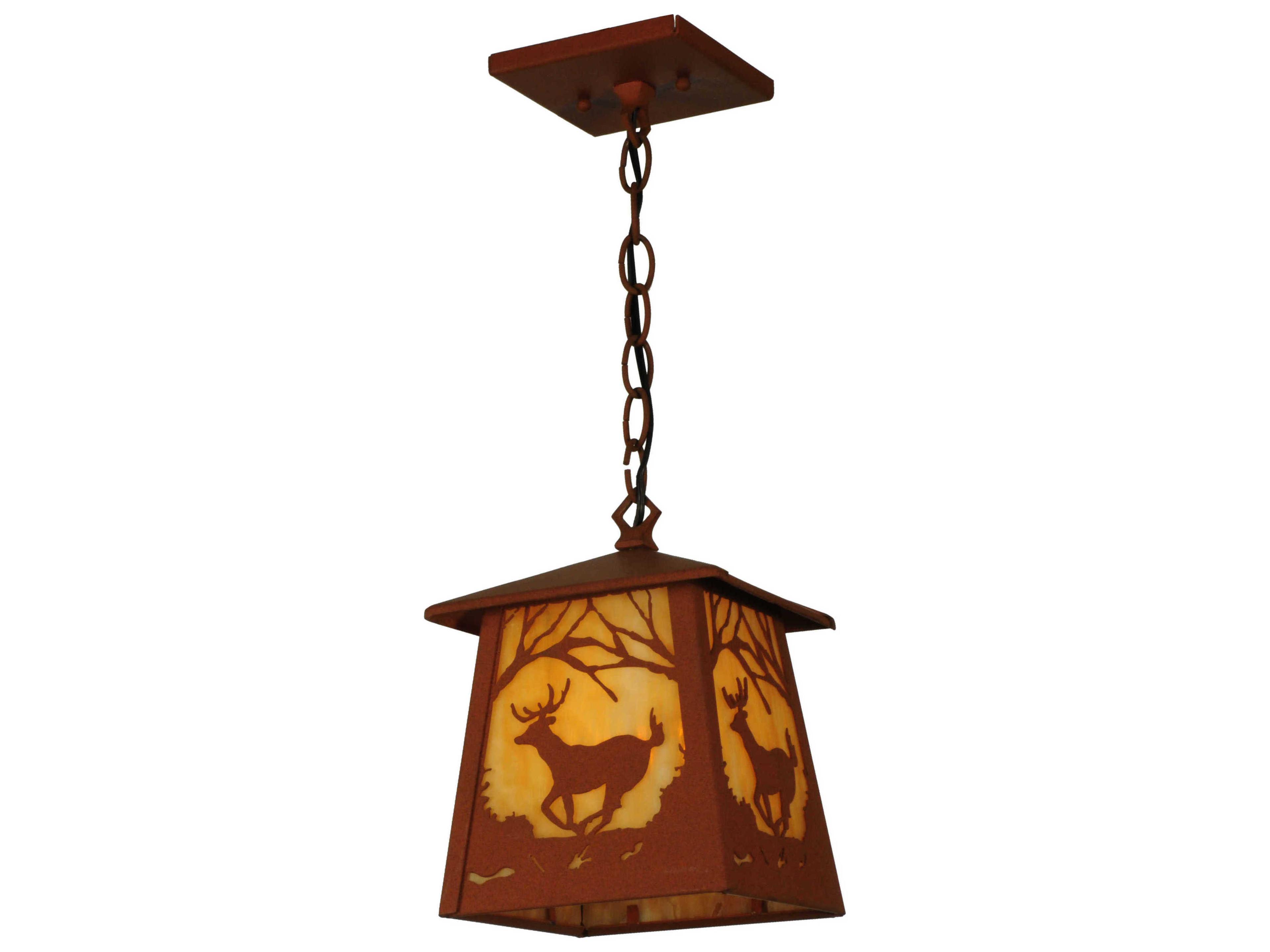 Deer At Dawn 1-Light Red Lantern Pendant