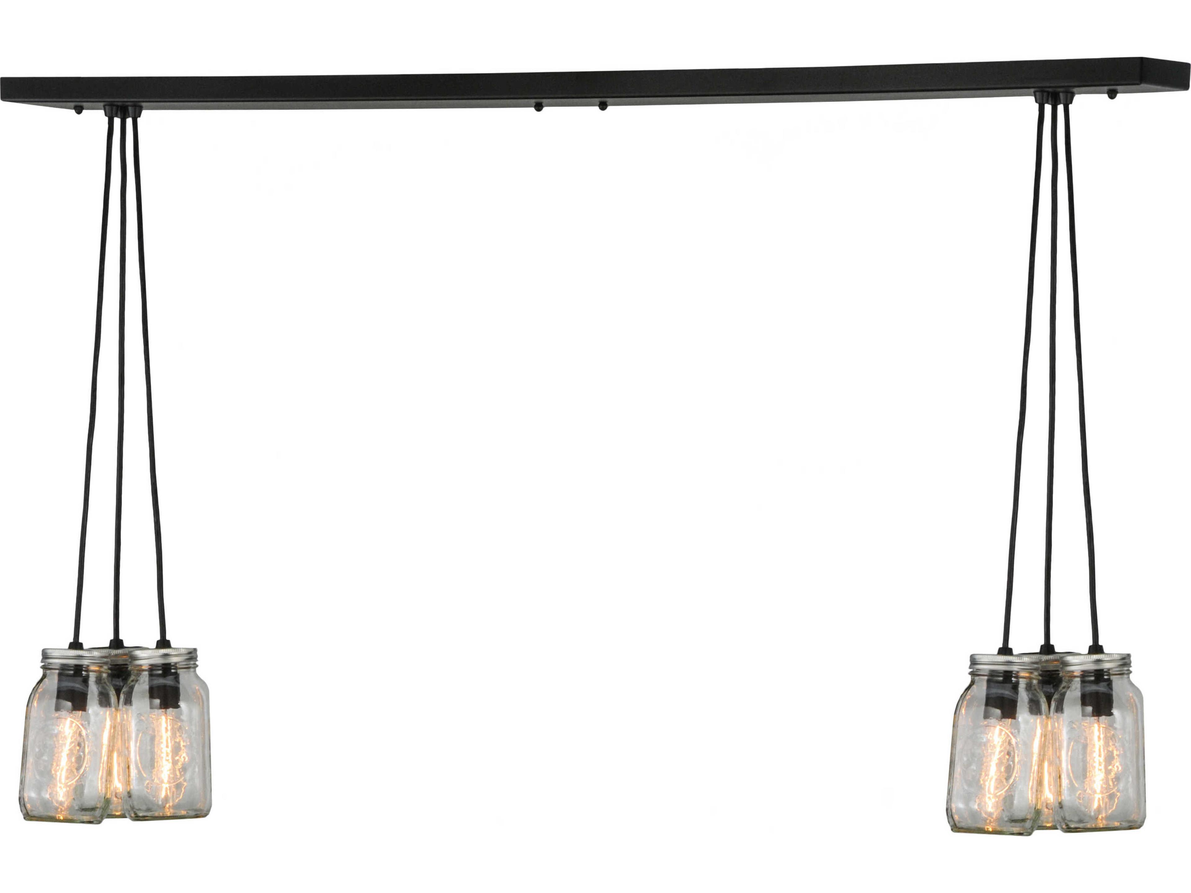 Mason Jar 6-Light Black Glass Cylinder Pendant