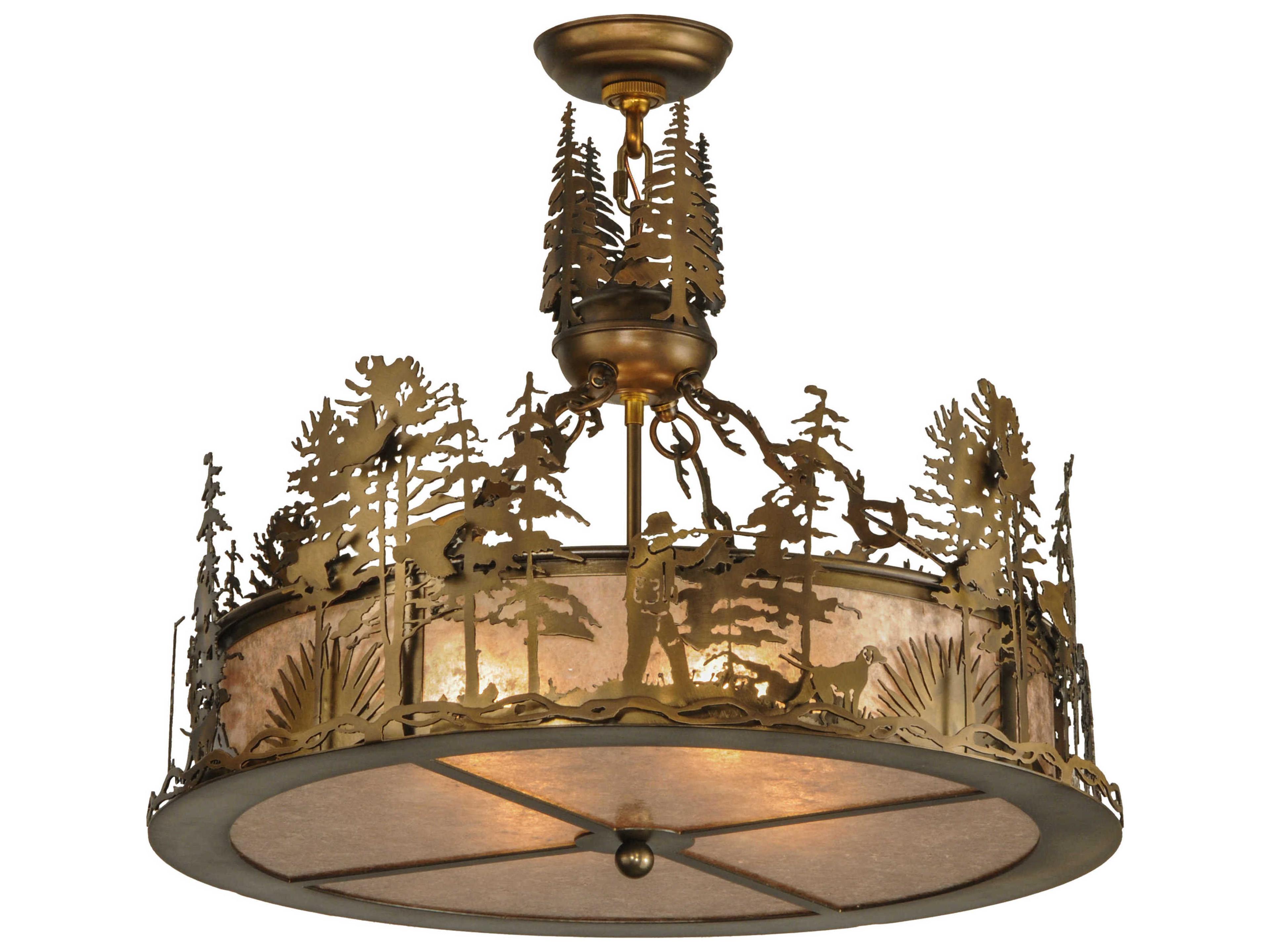 Rustic 4-Light Copper Drum Pendant