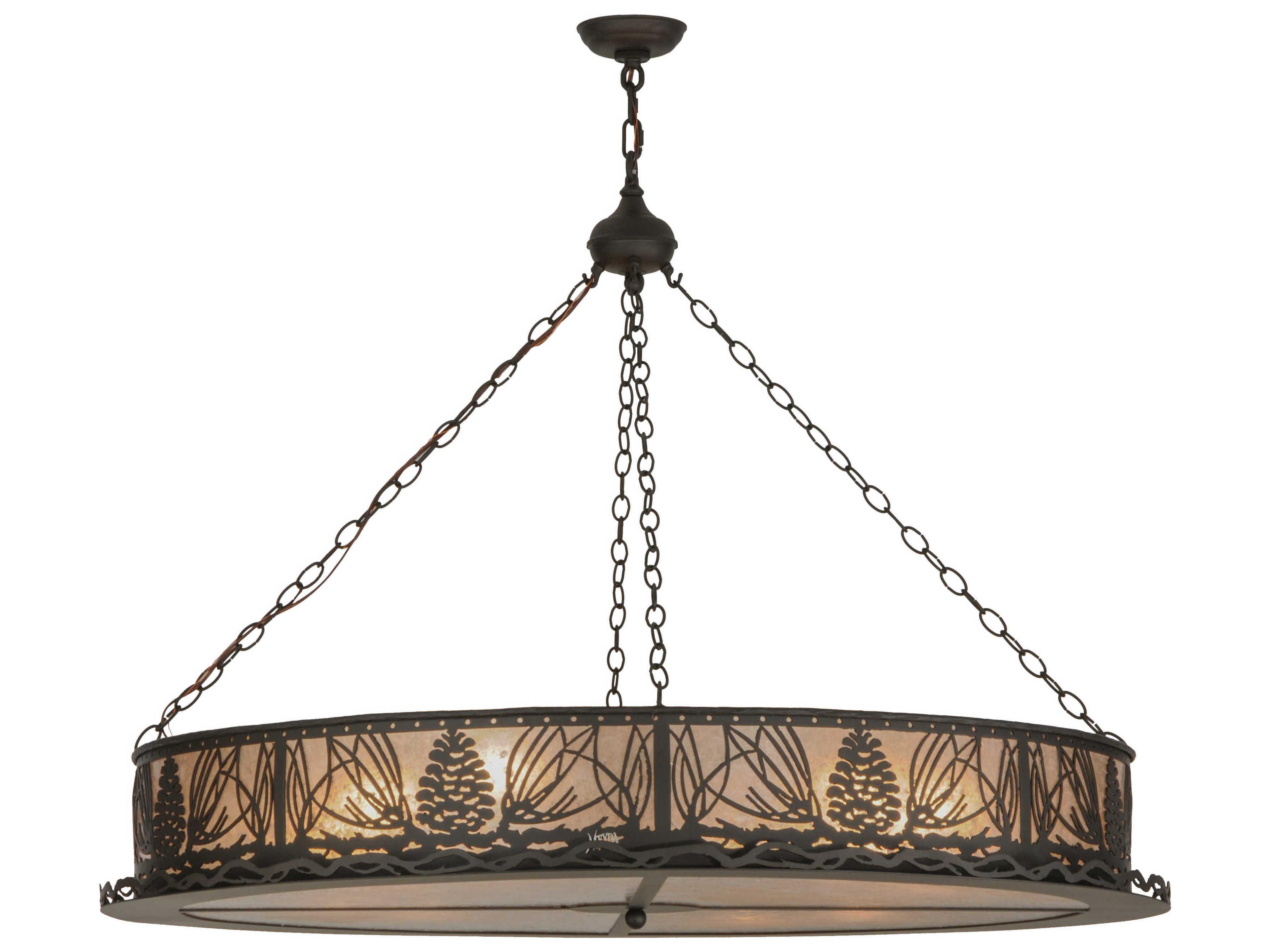 Rustic 8-Light Bronze Drum Pendant