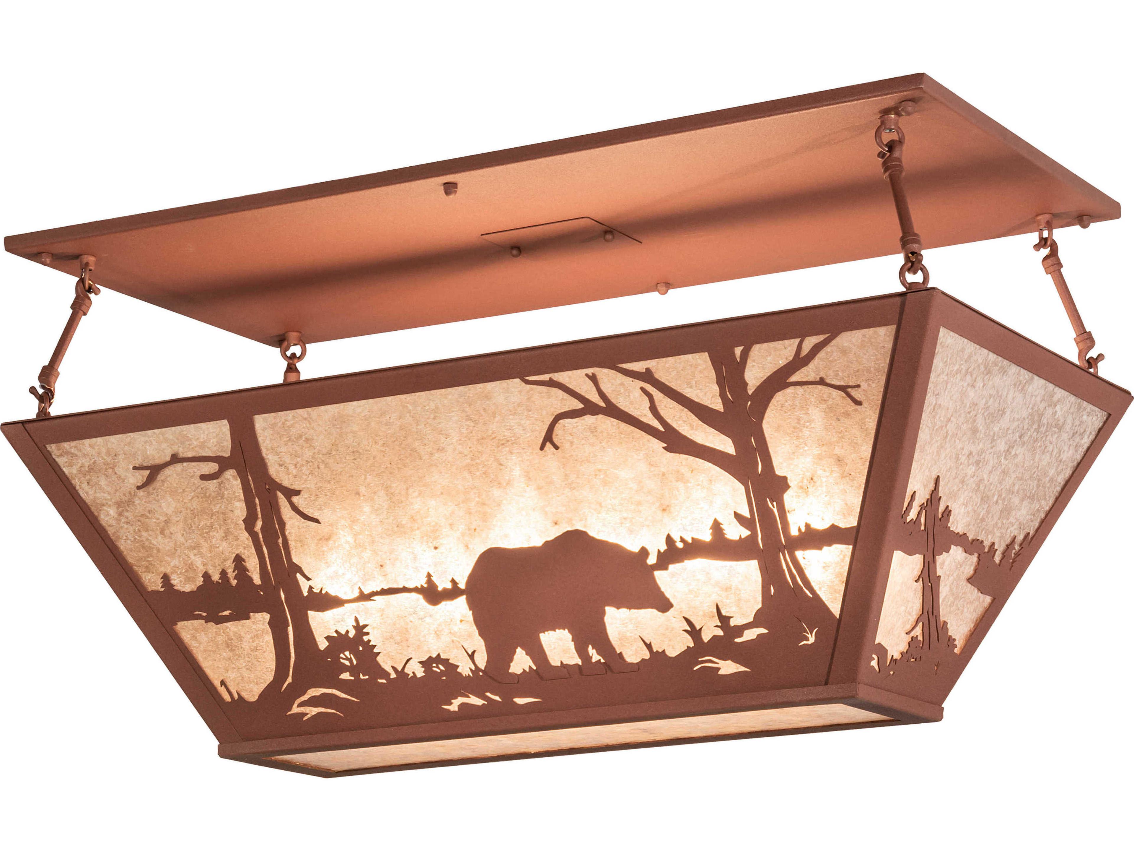 Bear At Lake 6-Light Copper Geometric Semi Flush Mount