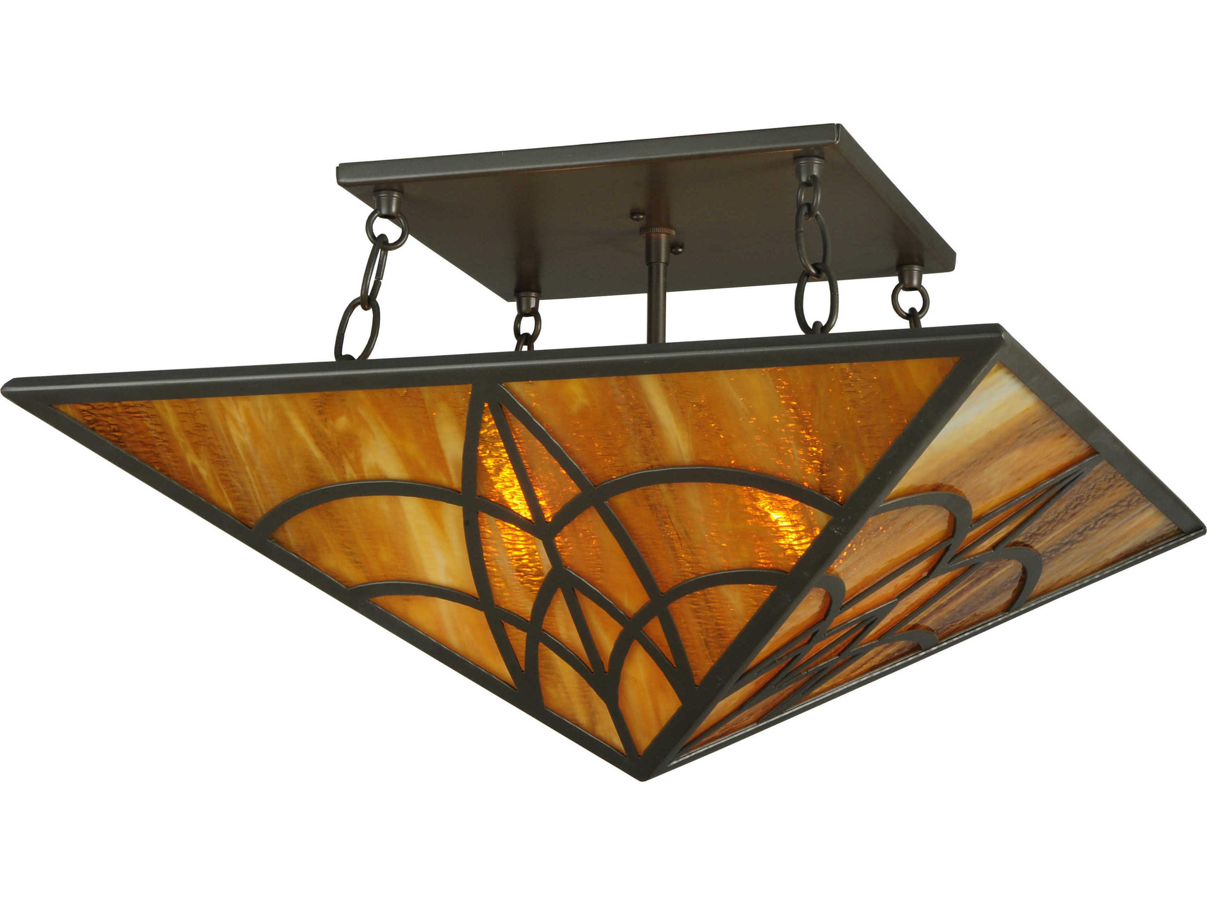 Rustic 2-Light Bronze Semi Flush Mount