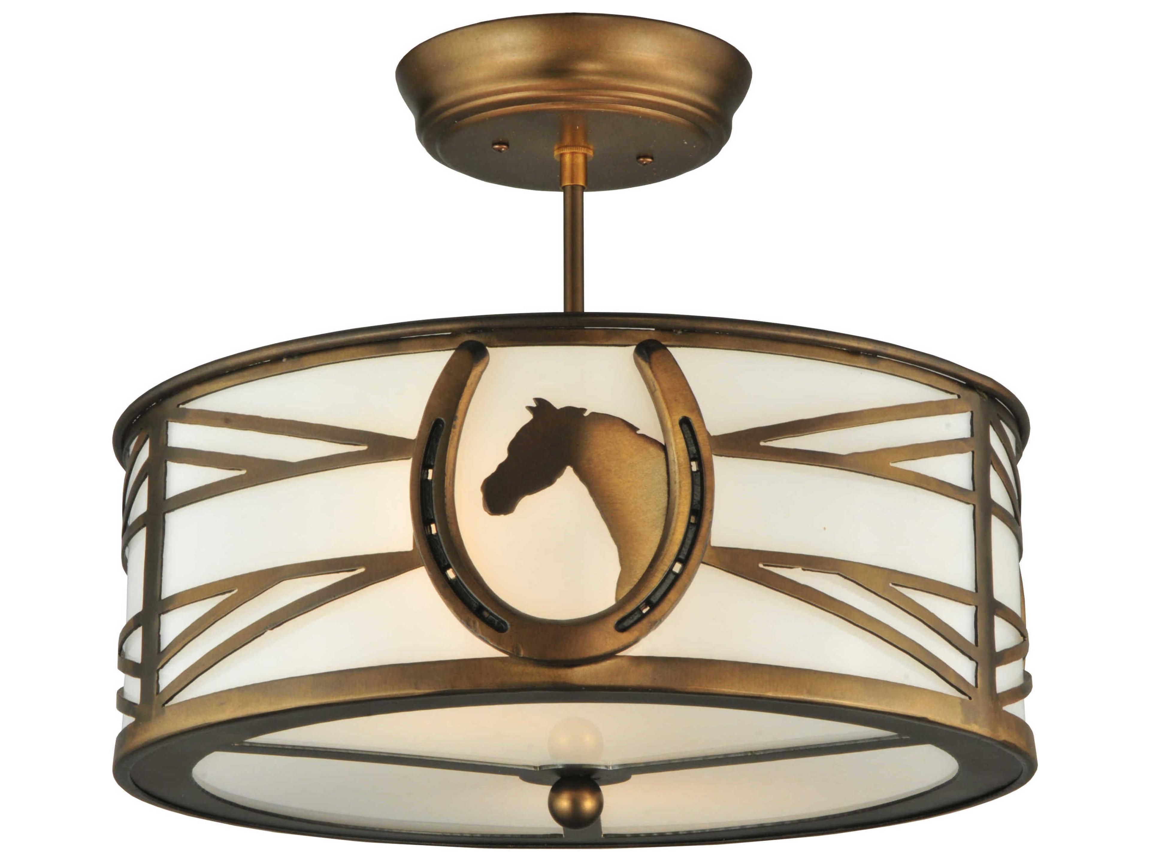 Rustic 2-Light Copper Drum Semi Flush Mount