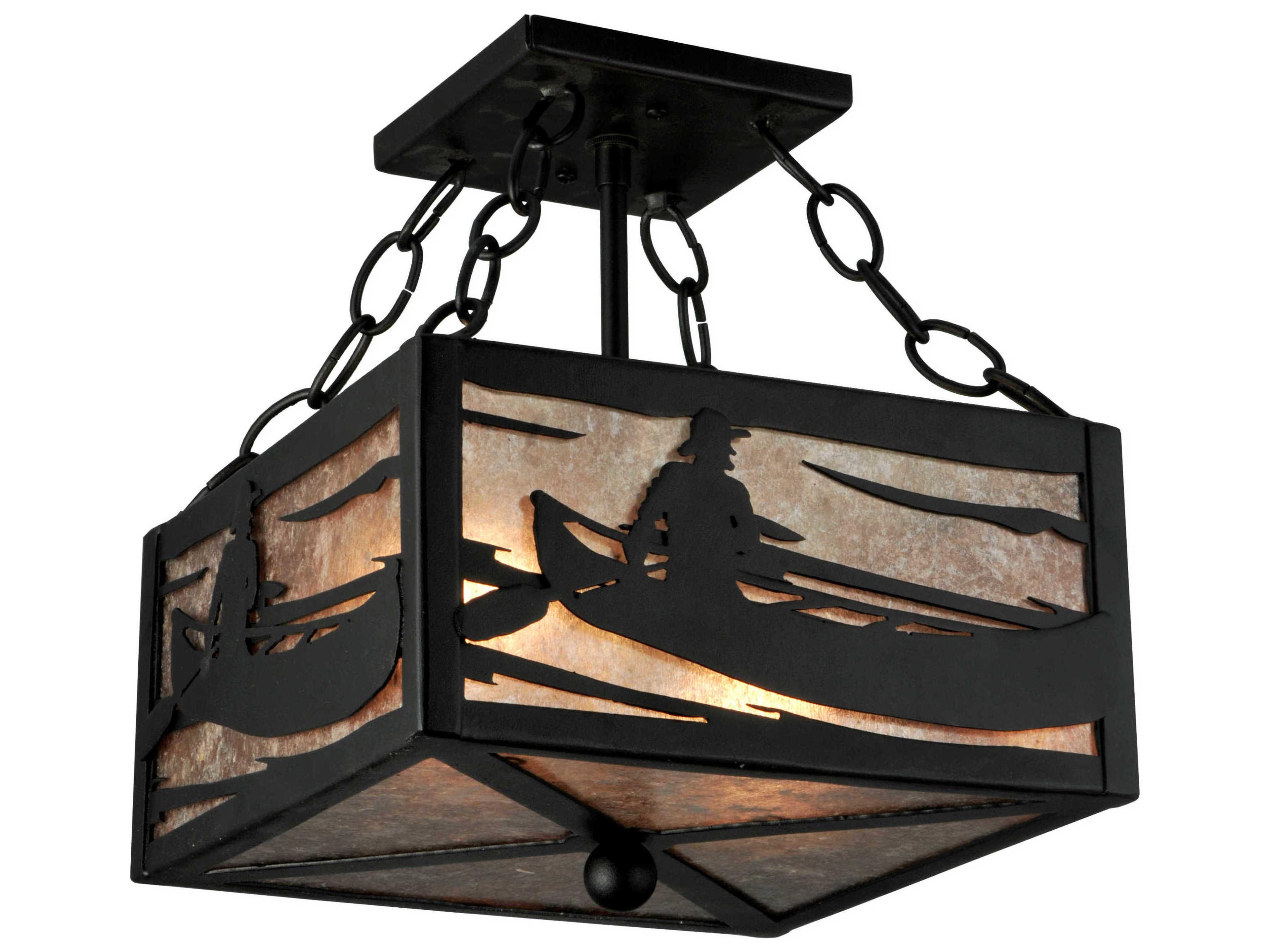 Canoe At Lake 2-light Semi-Flush Mount