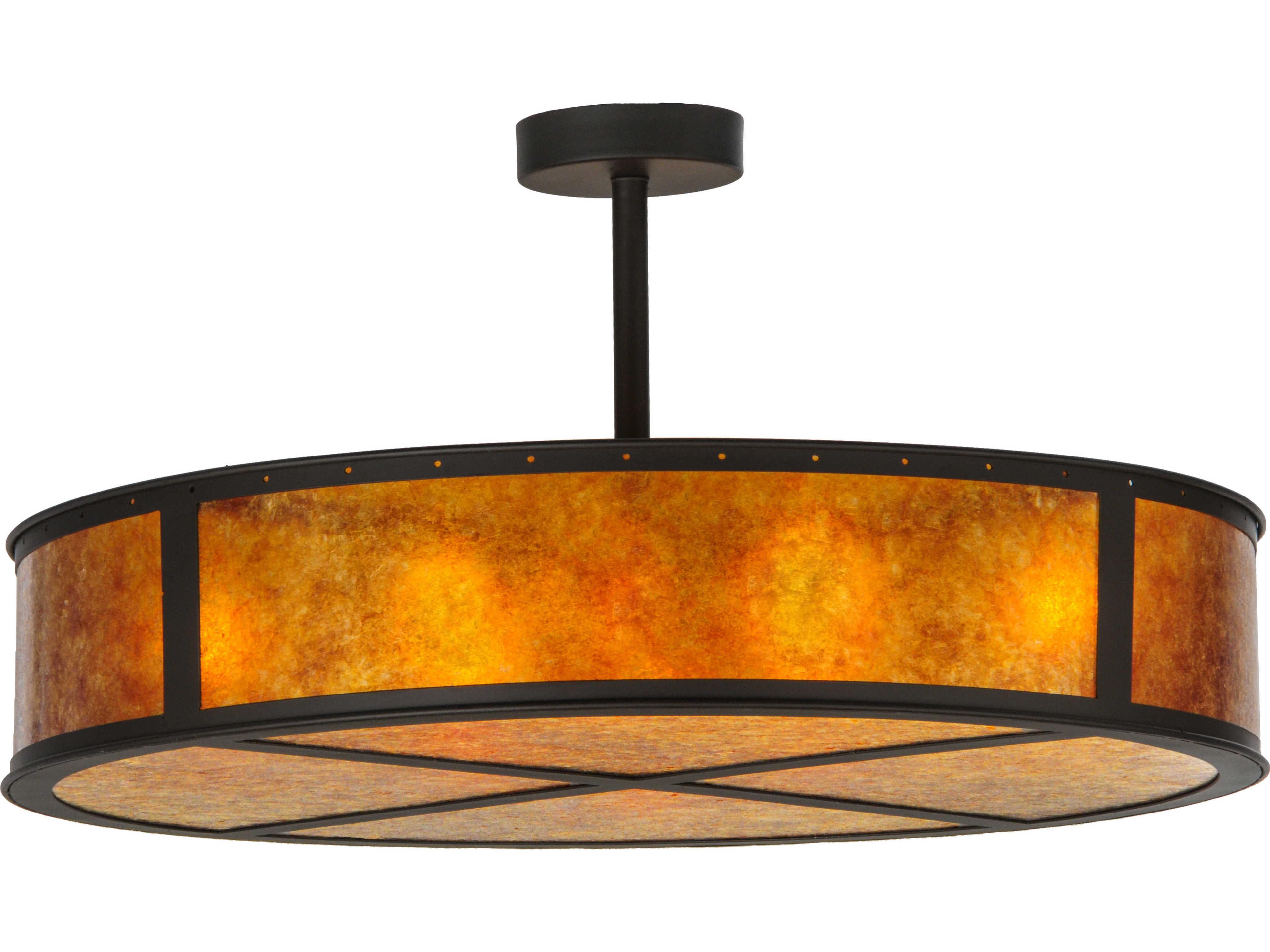Rustic 8-Light Bronze Drum Semi Flush Mount