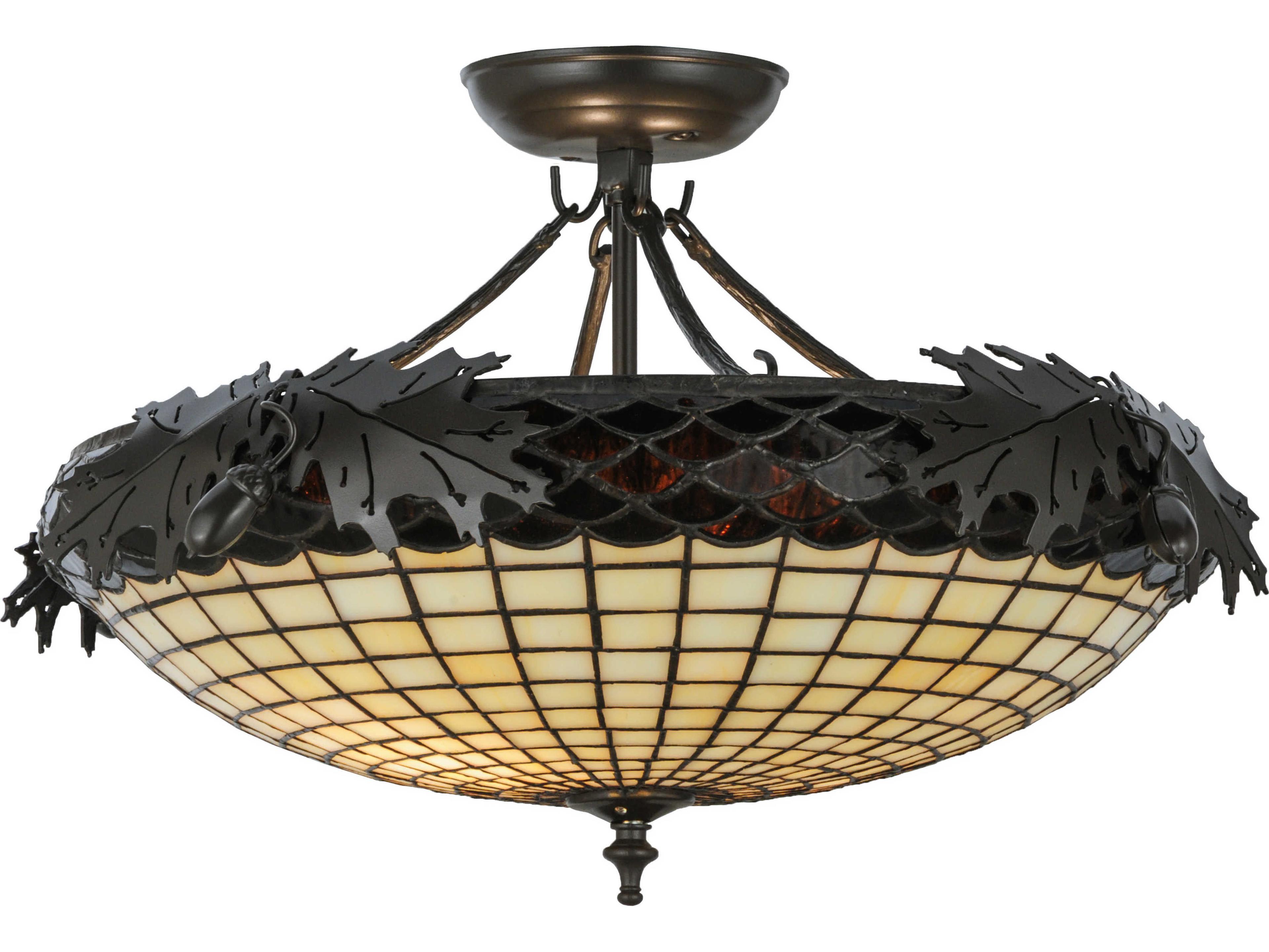 Greenbriar Oak 2-Light Bronze Bowl Semi Flush Mount