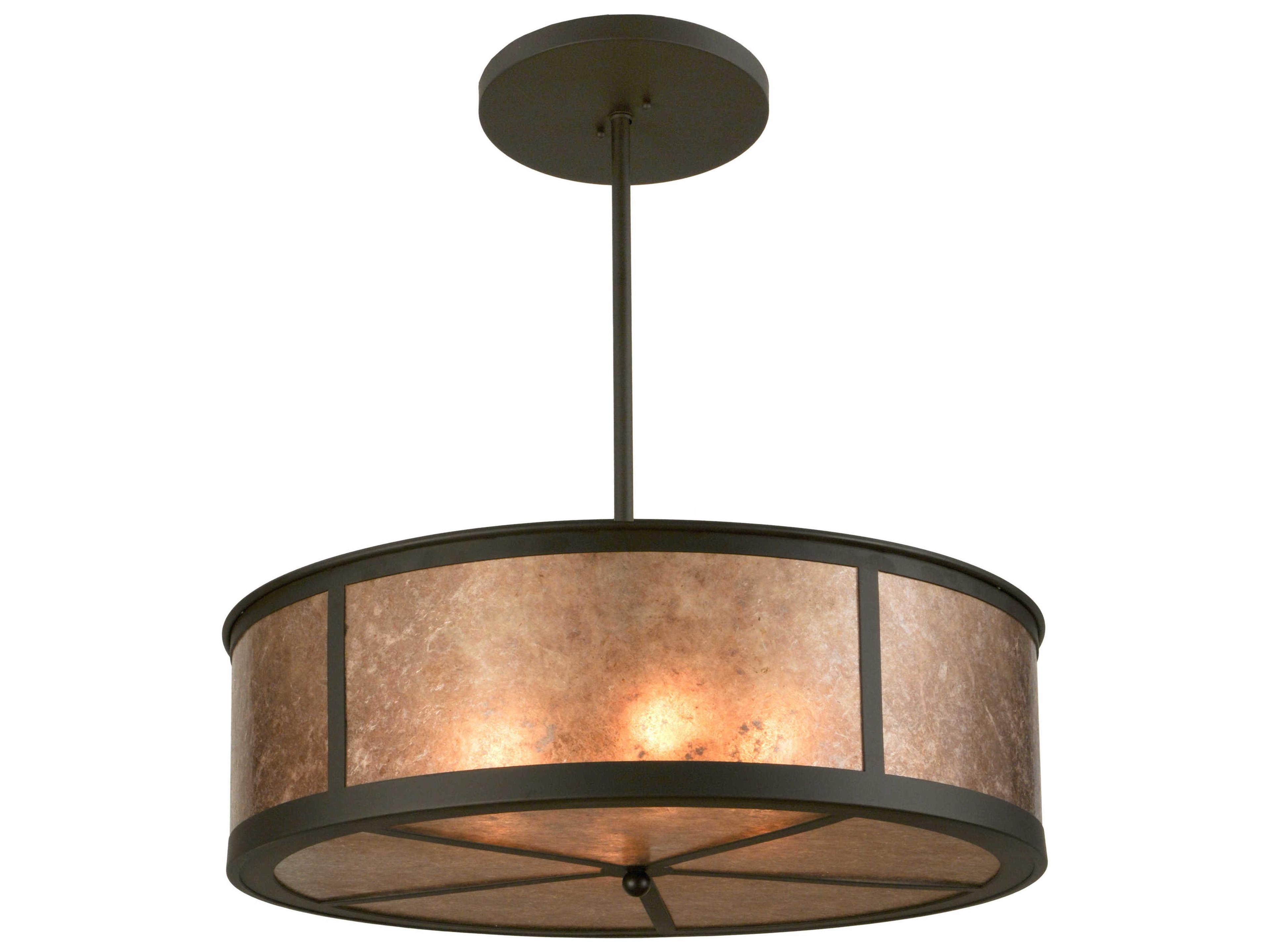 Rustic 4-Light Bronze Drum Semi Flush Mount