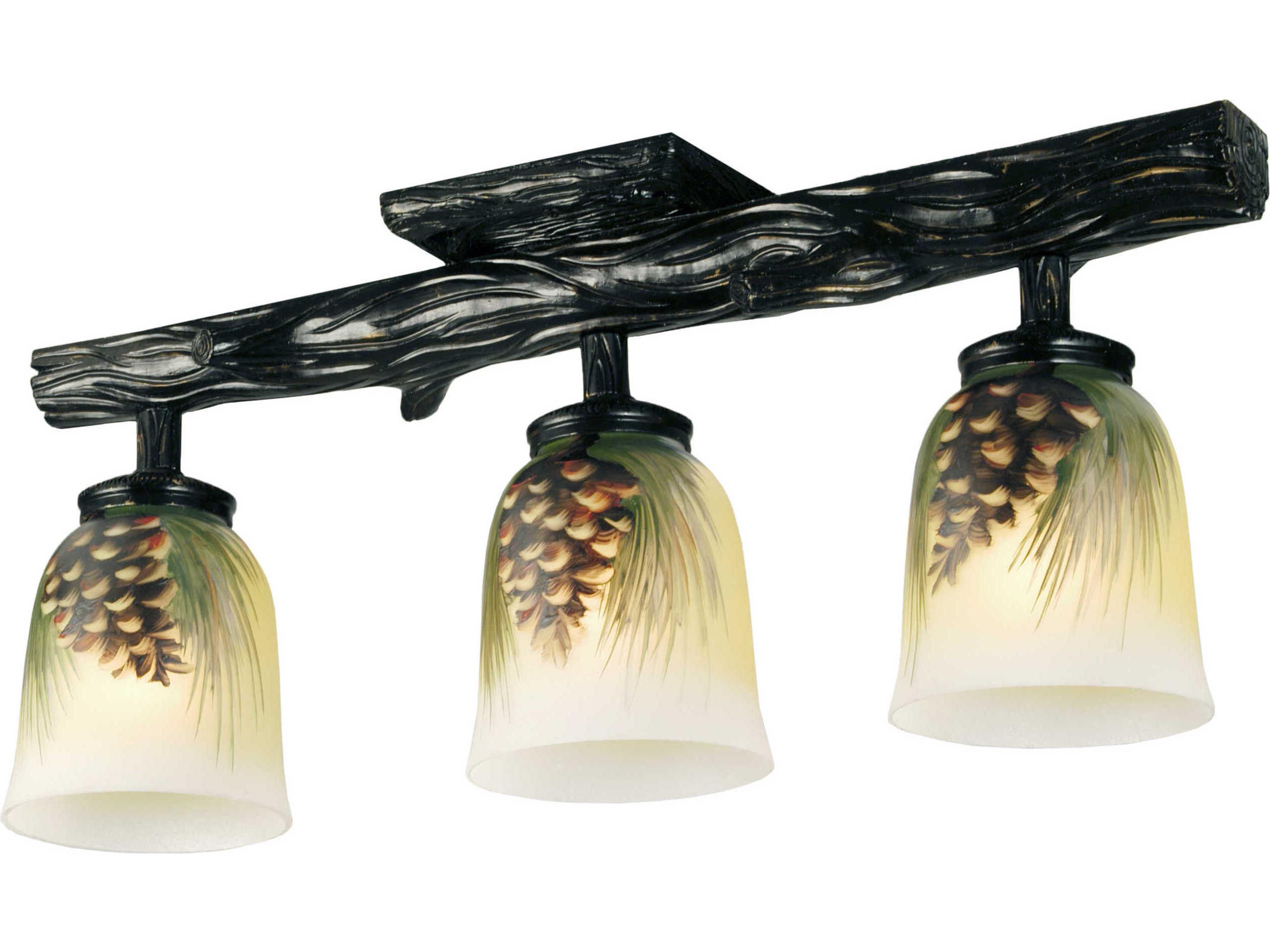 Rustic 3-Light Brown Bell Semi Flush Mount