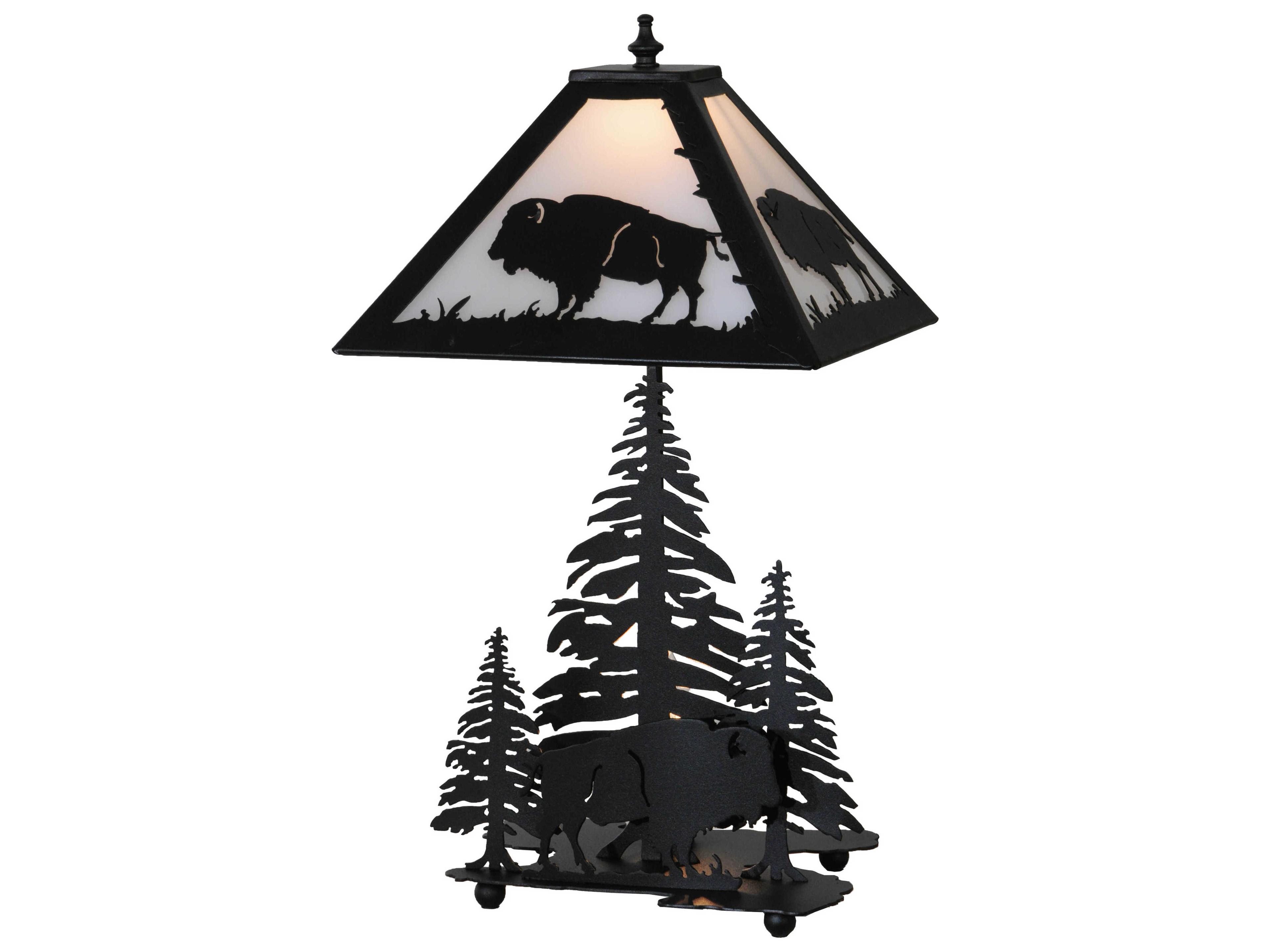 Buffalo with Lighted Base Black Table Lamp
