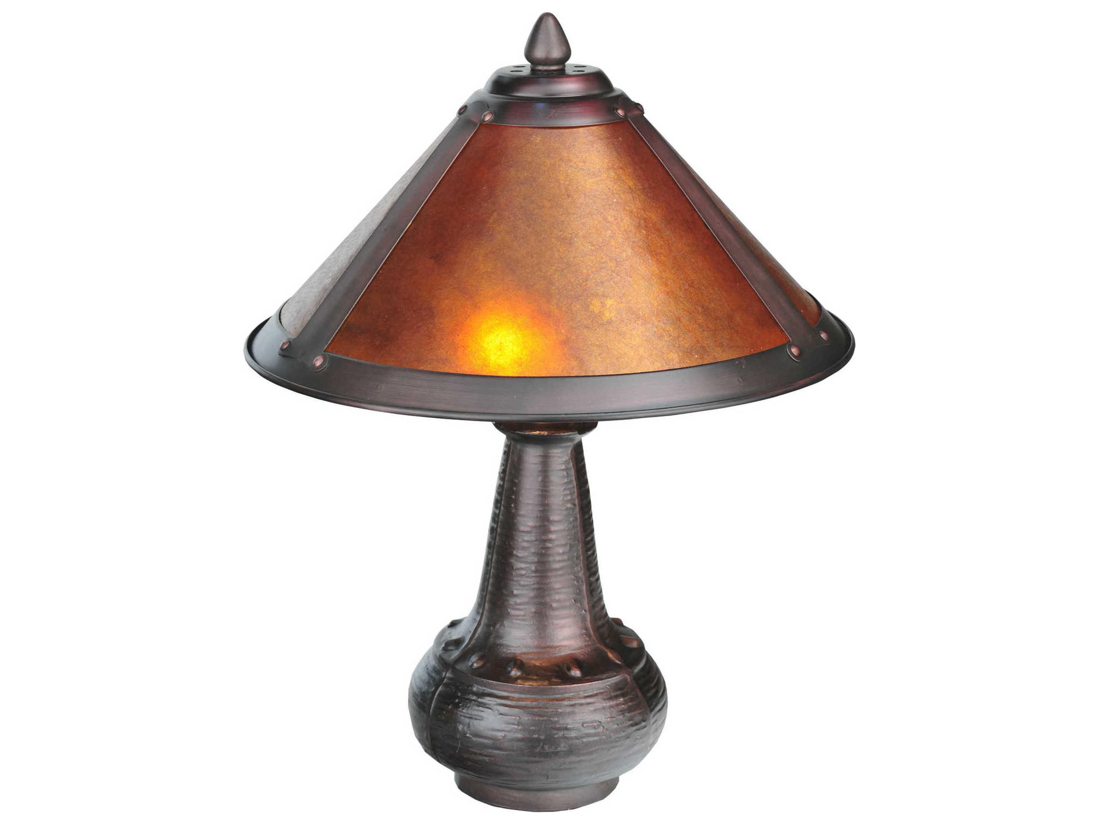 Van Erp Amber Mica Accent Bronze Glass Table Lamp