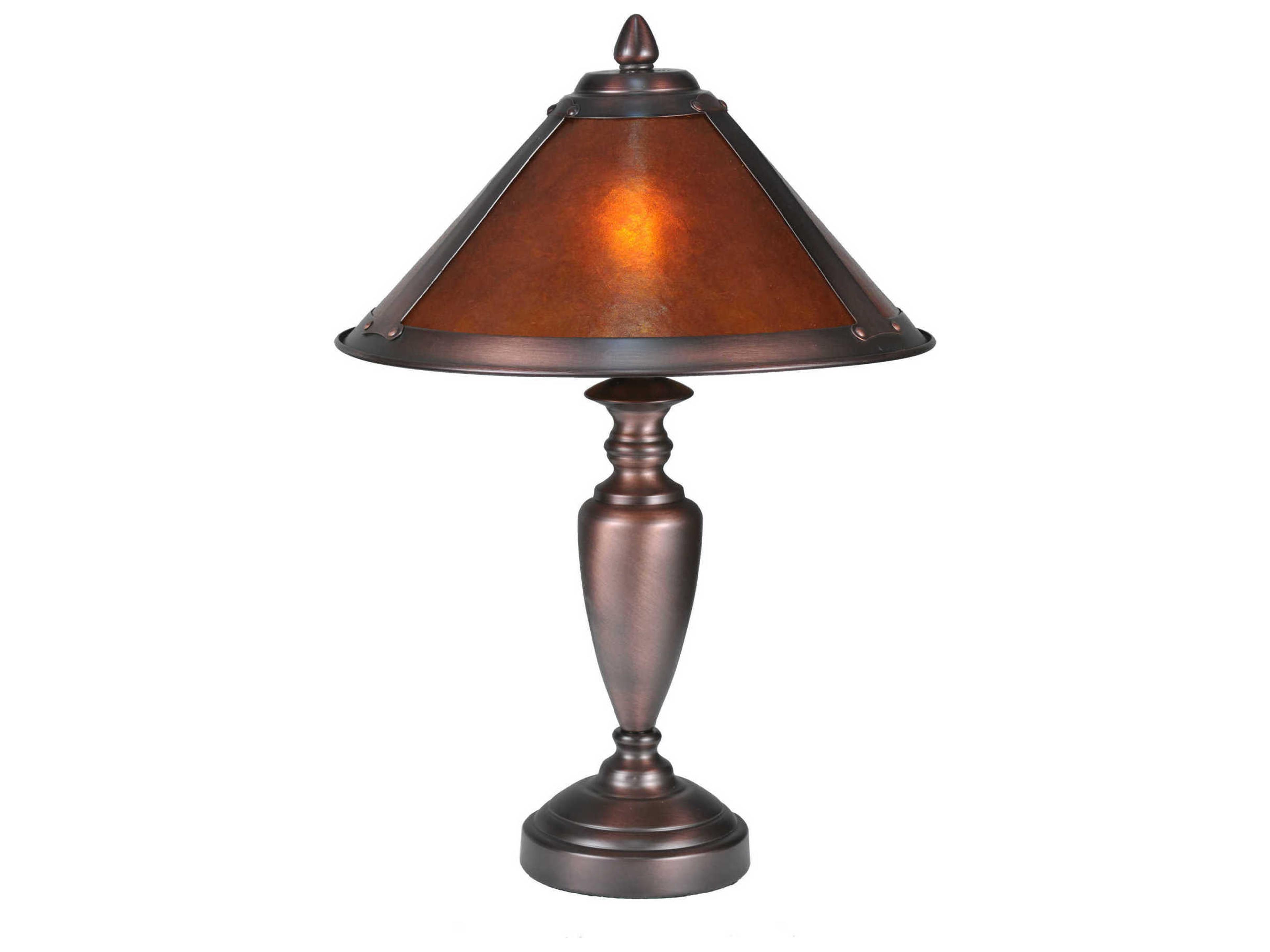 Van Erp Amber Mica Accent Bronze Glass Table Lamp