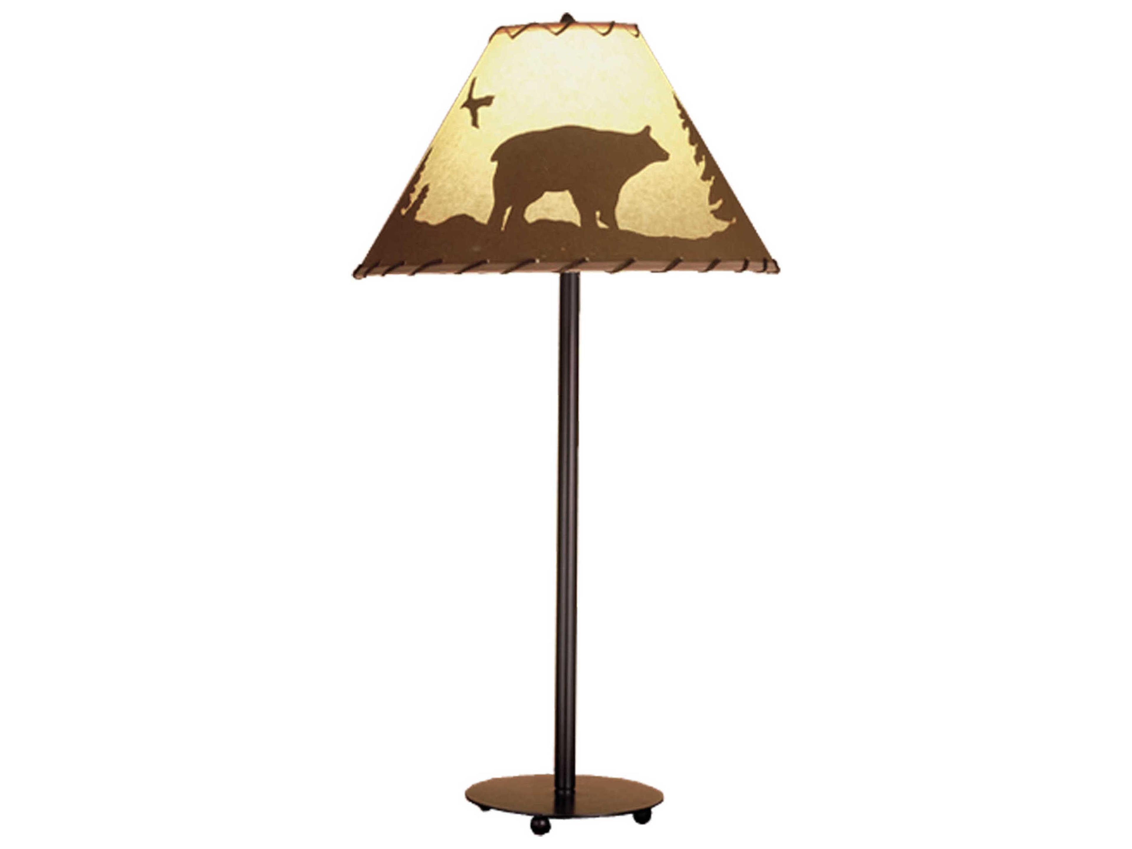 Bear In The Woods Painted Bronze Table Lamp