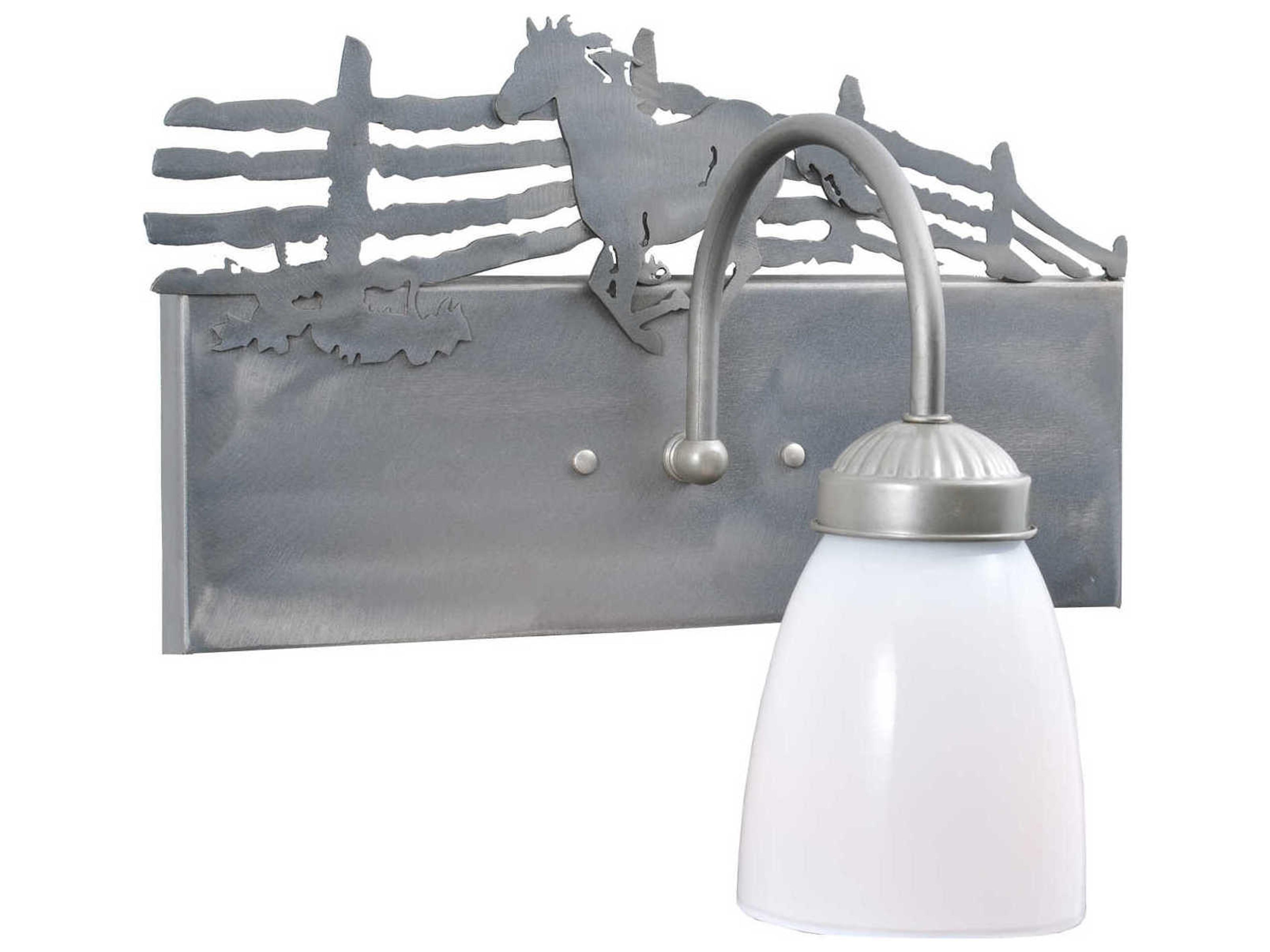 Rustic 1-Light Steel Glass Vanity Light