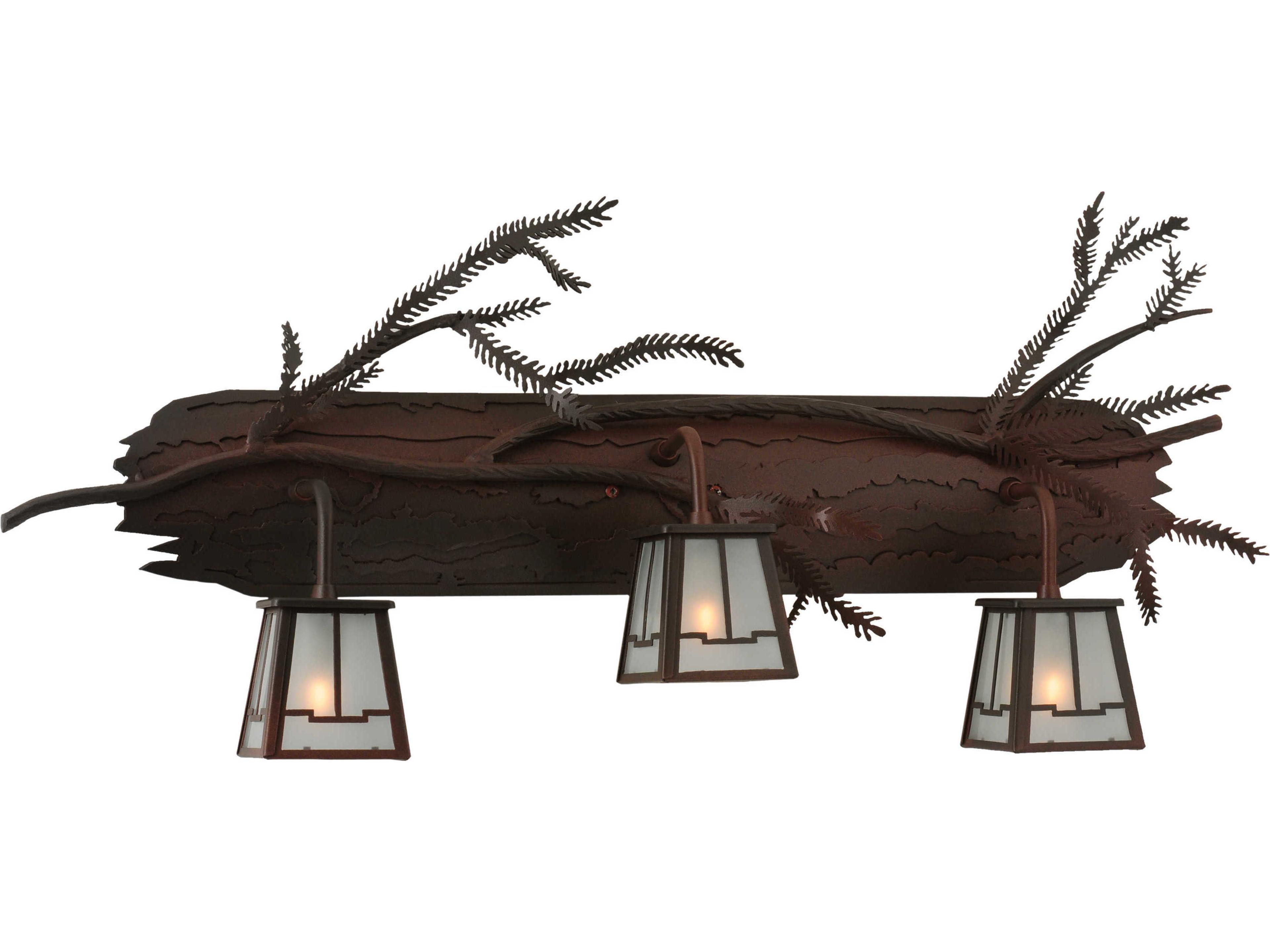 Pine Branch Valley View 3-Light Brown Glass Vanity Light