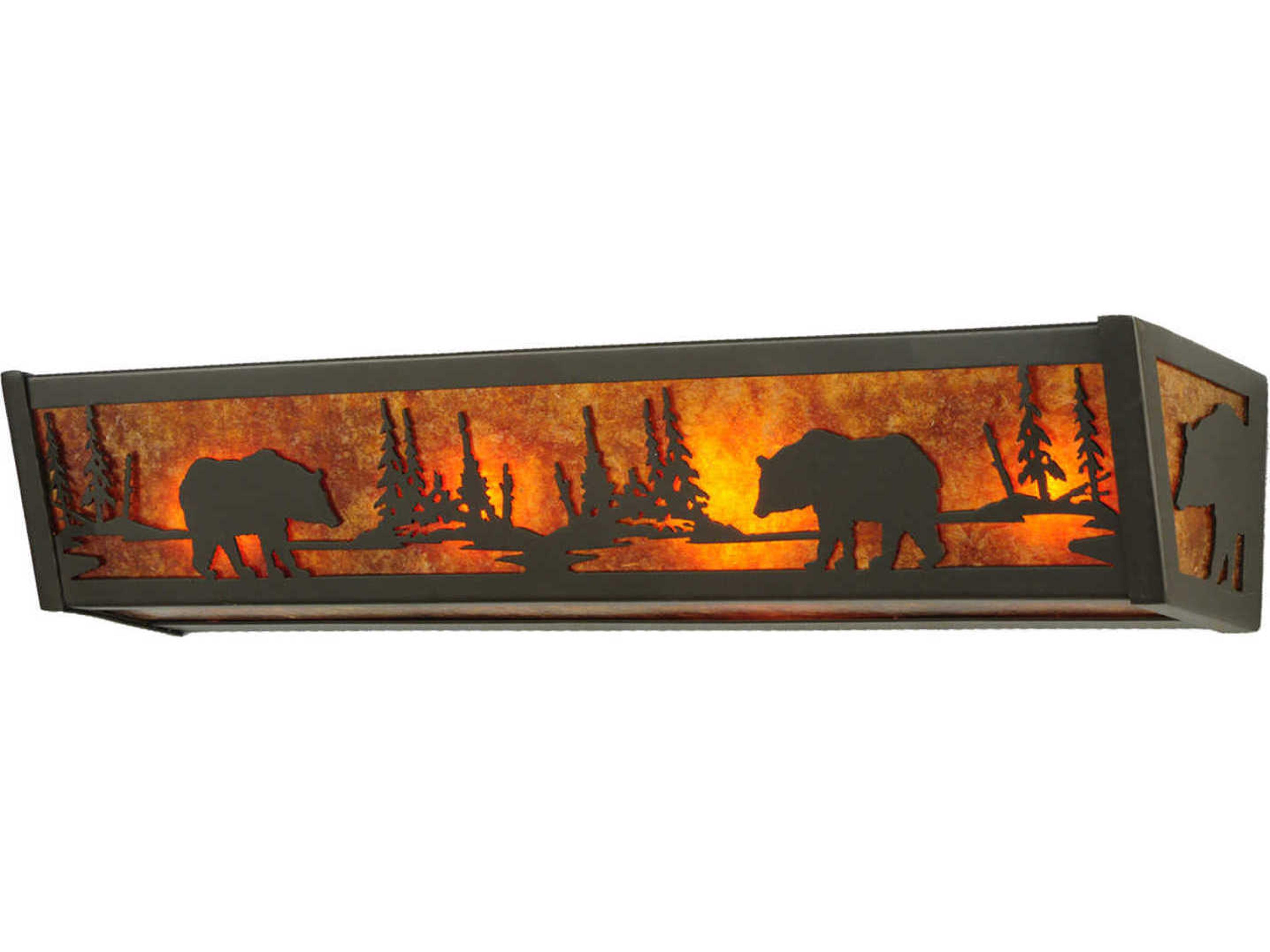 Bear At Lake 4-Light Bronze Vanity Light
