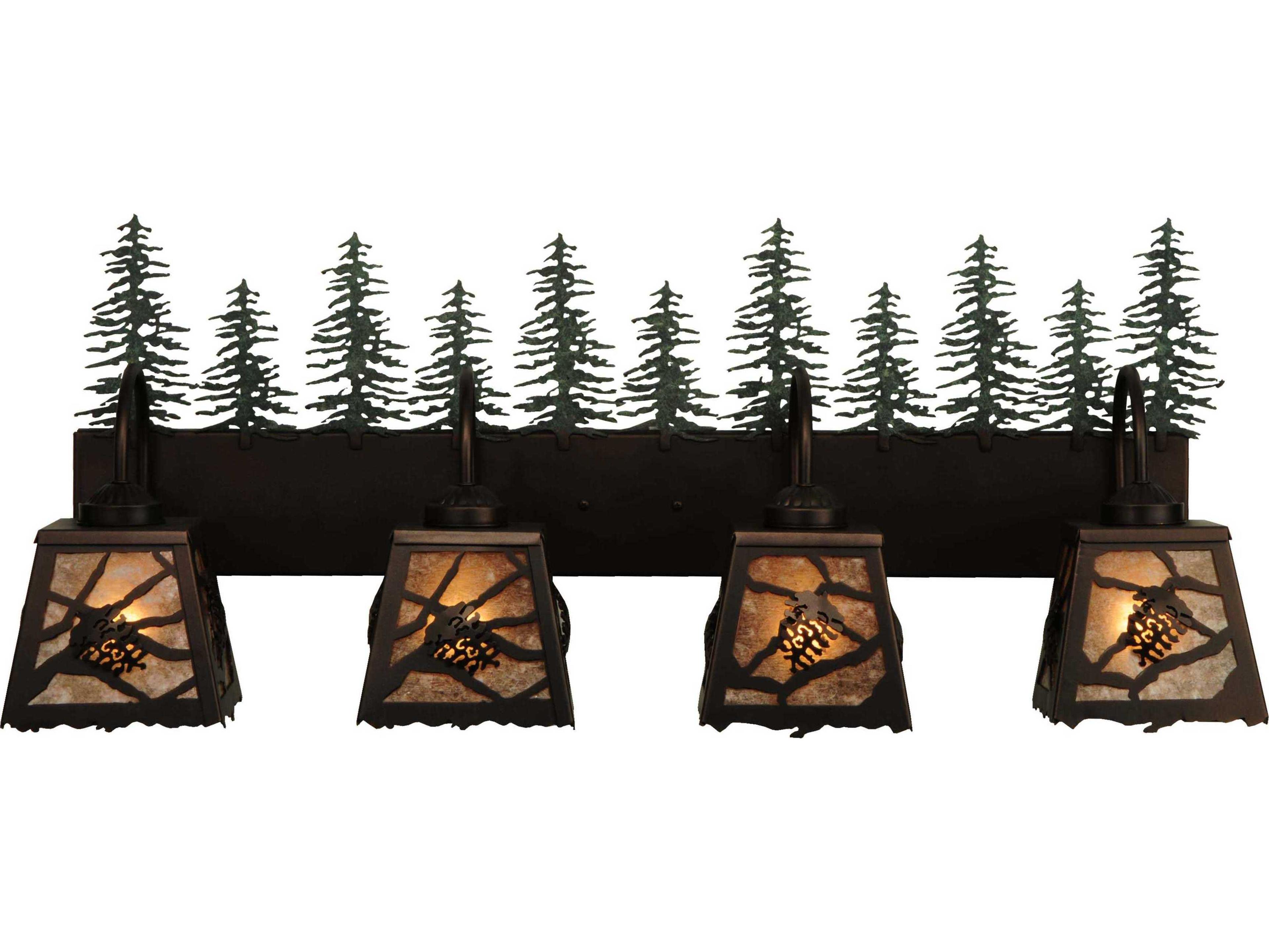 Rustic 4-Light Bronze Glass Vanity Light