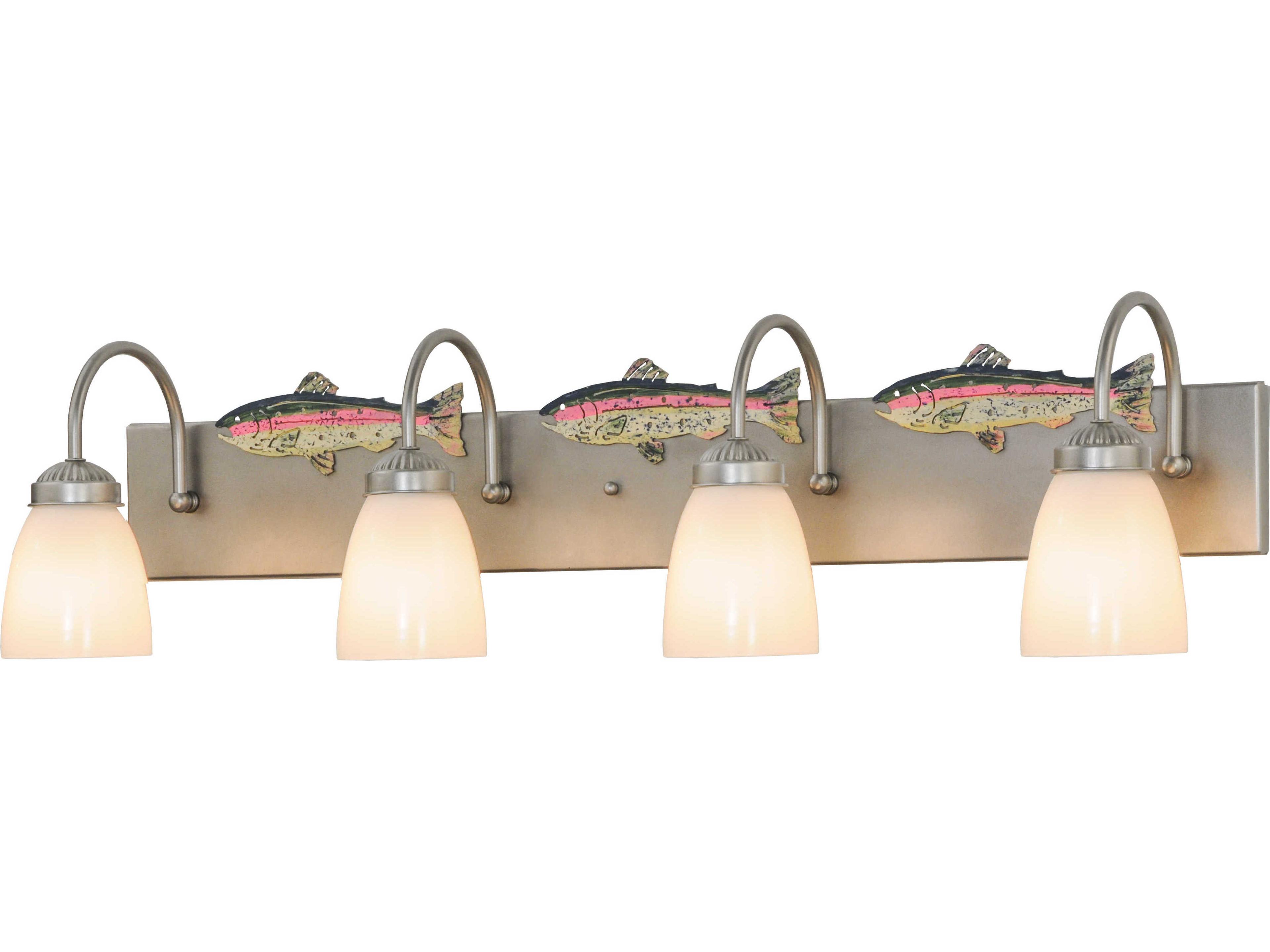 Rustic 4-Light Nickel Glass Vanity Light