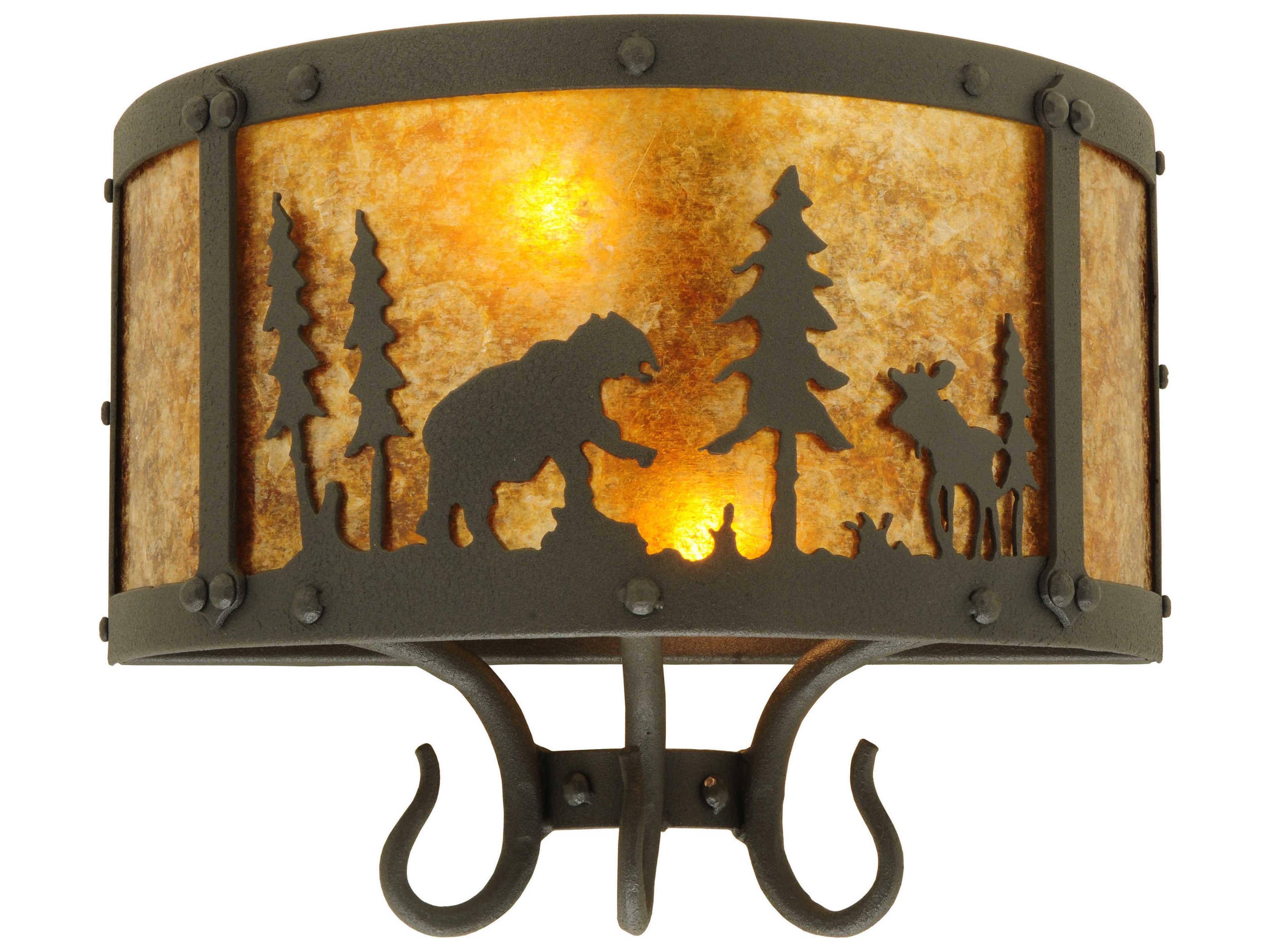 Rustic 2-Light Brown Wall Sconce