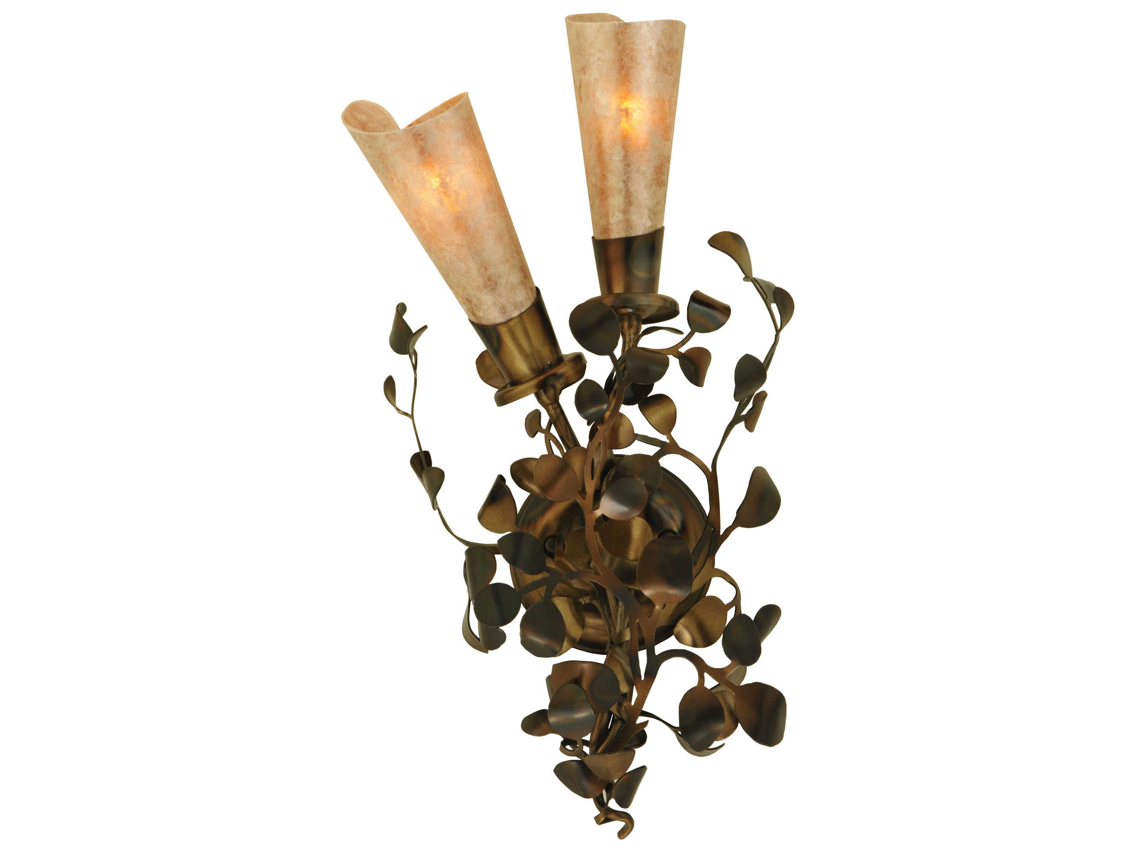 Rustic 2-Light Copper Glass Wall Sconce