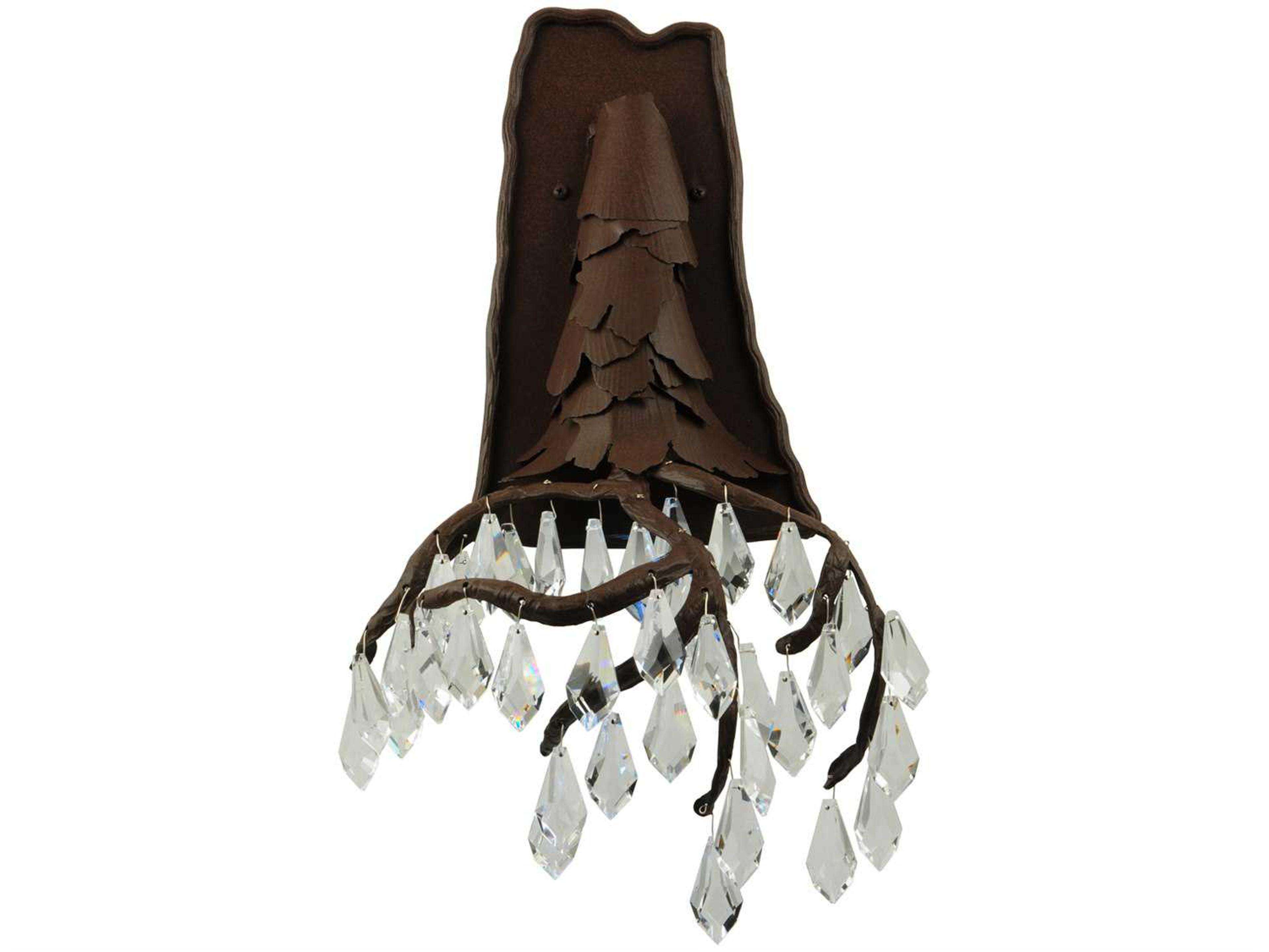 Rustic 1-Light Brown Crystal LED Wall Sconce