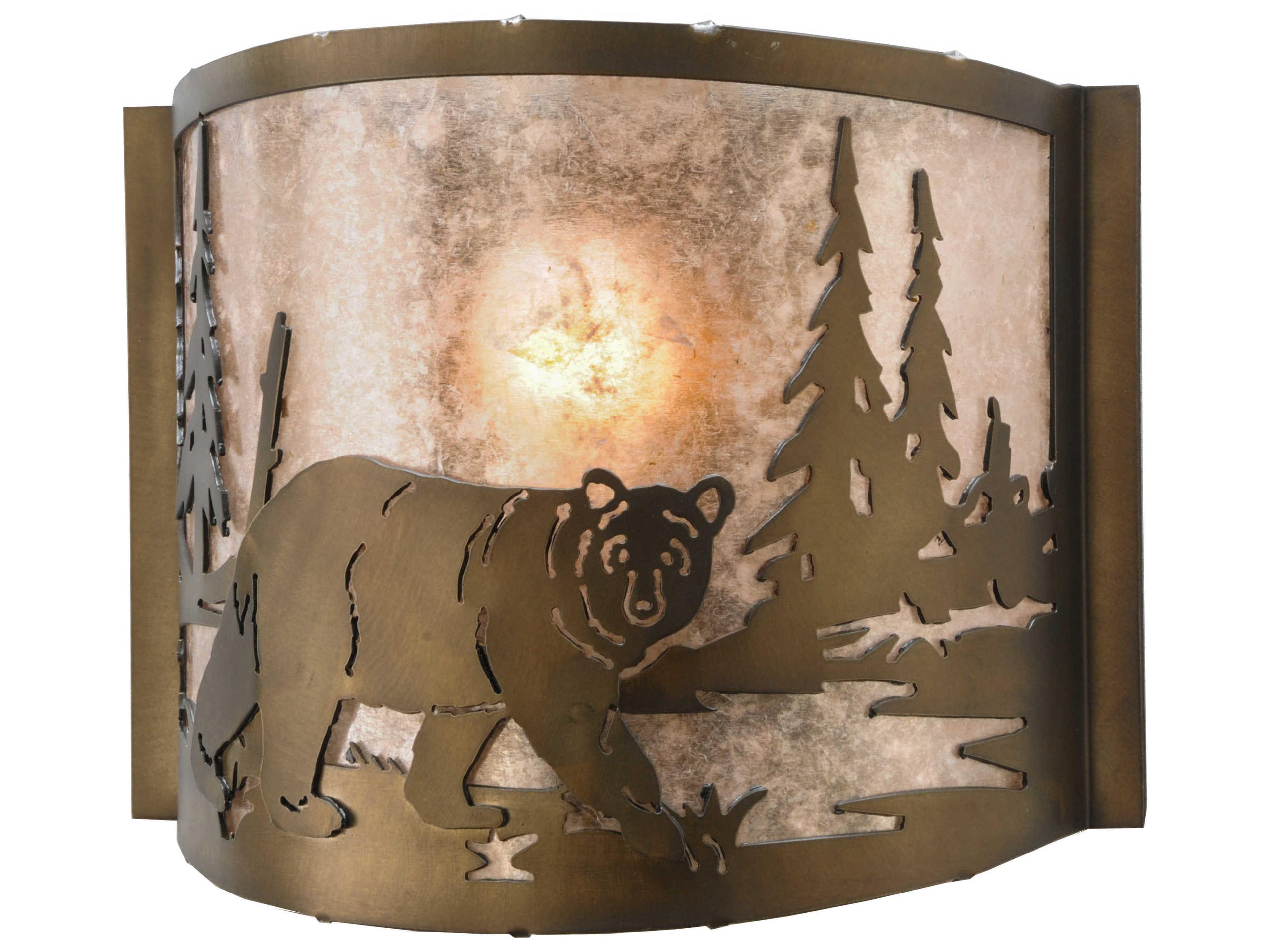 Bear At Lake 1-Light Copper Wall Sconce