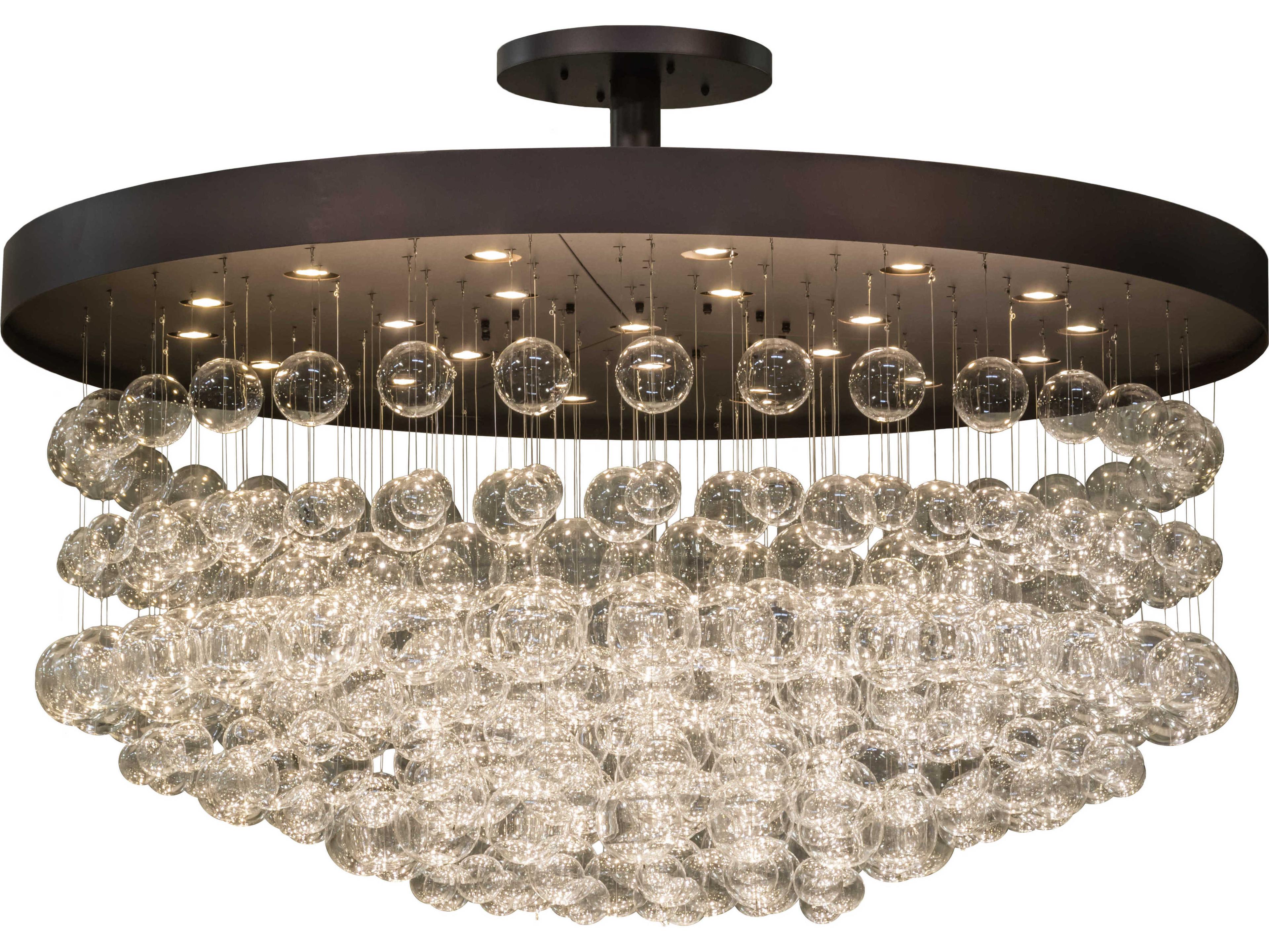 22-Light Bronze Glass Semi Flush Mount