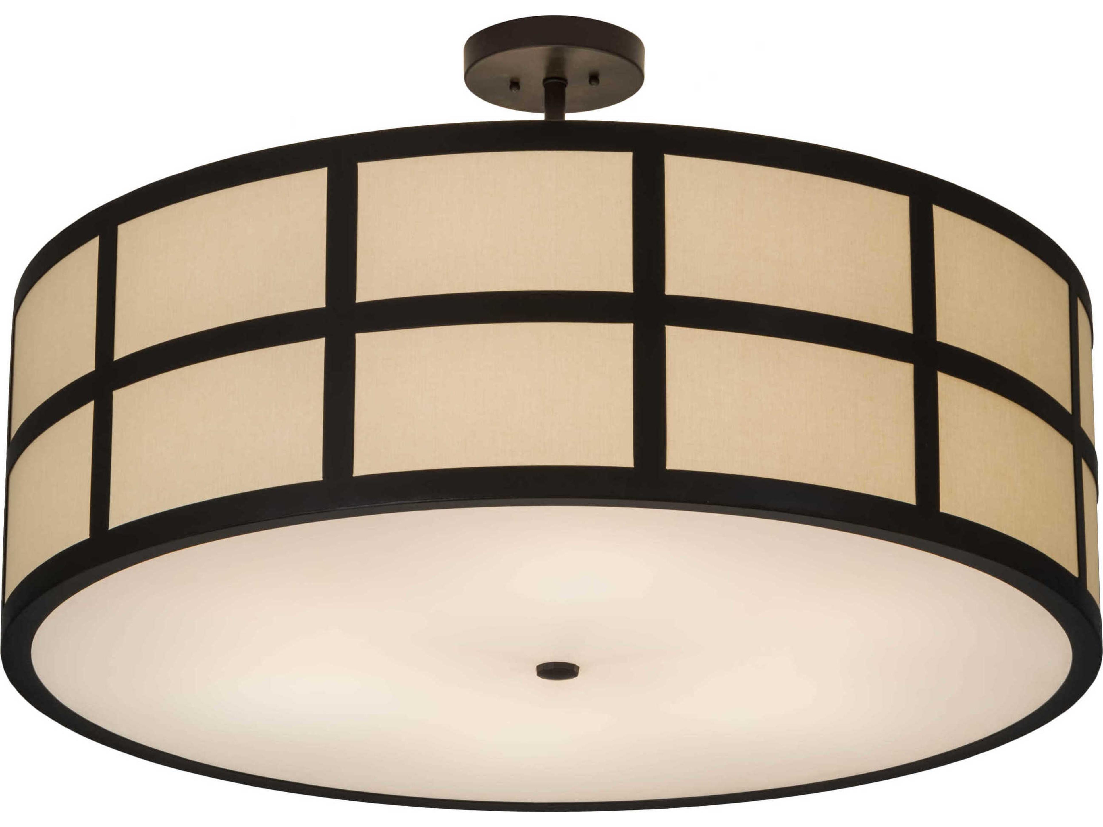 6-Light Bronze Glass Drum Semi Flush Mount