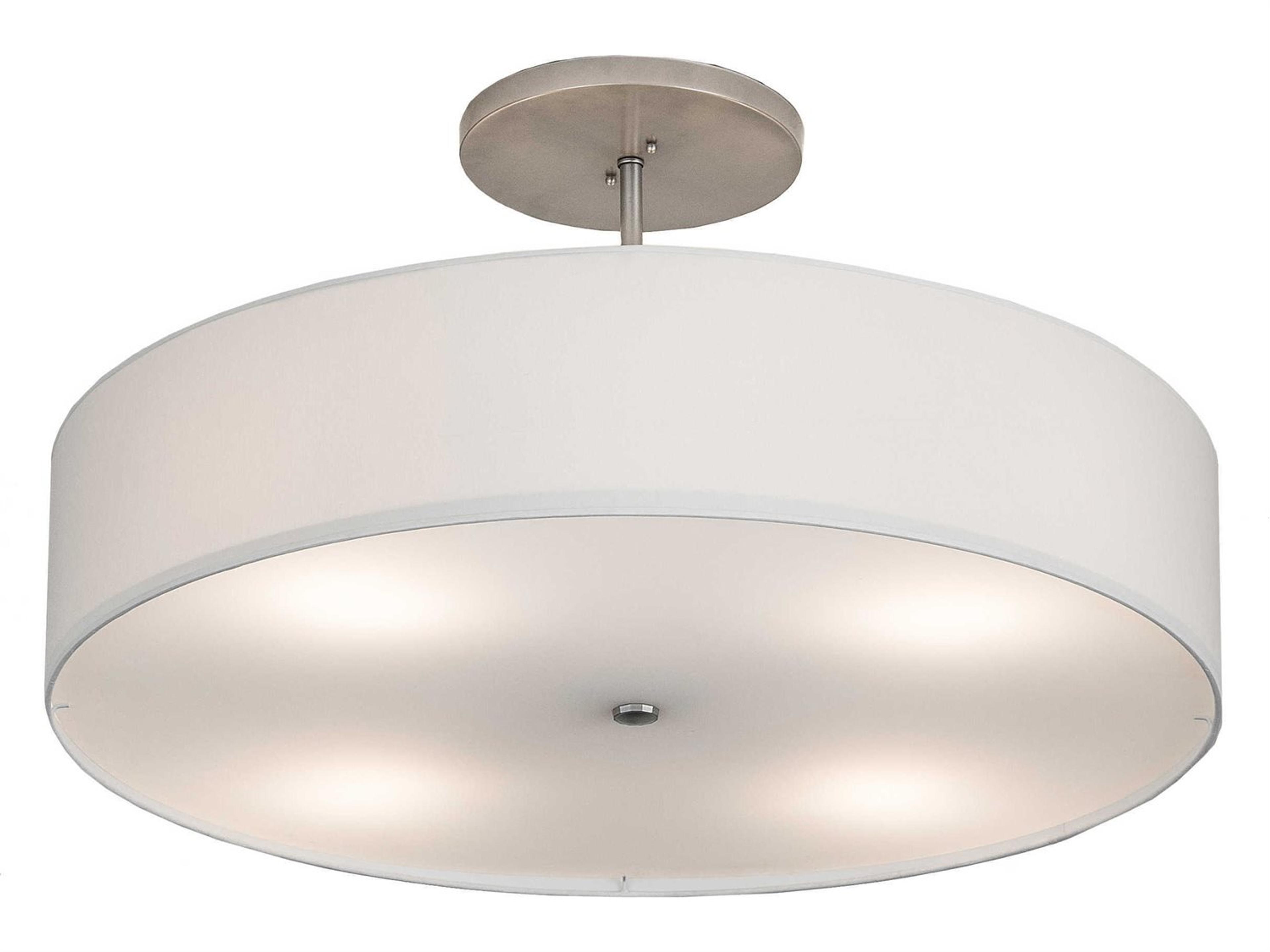 4-Light Nickel Glass Drum Semi Flush Mount