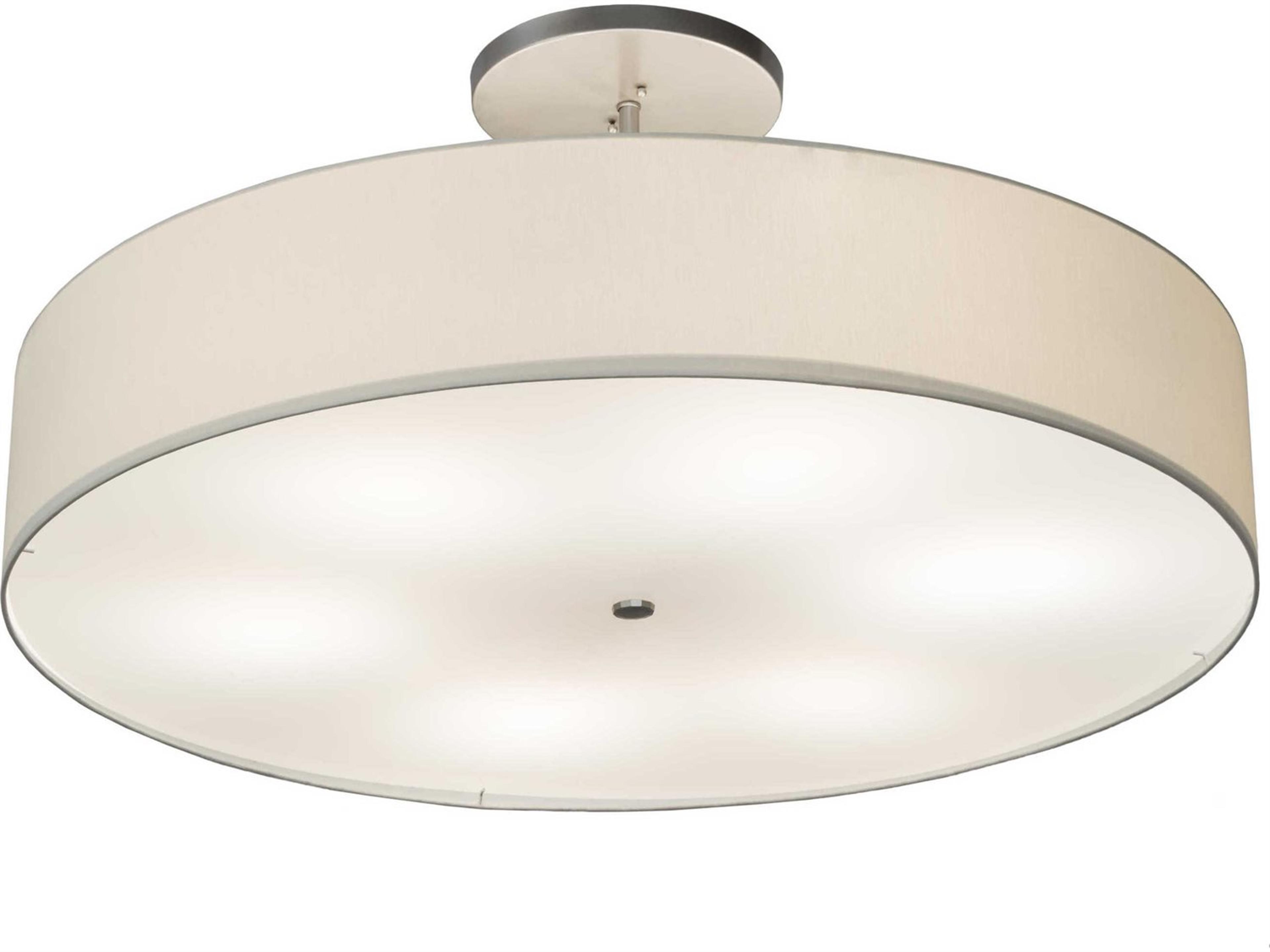 6-Light Nickel Glass Drum Semi Flush Mount