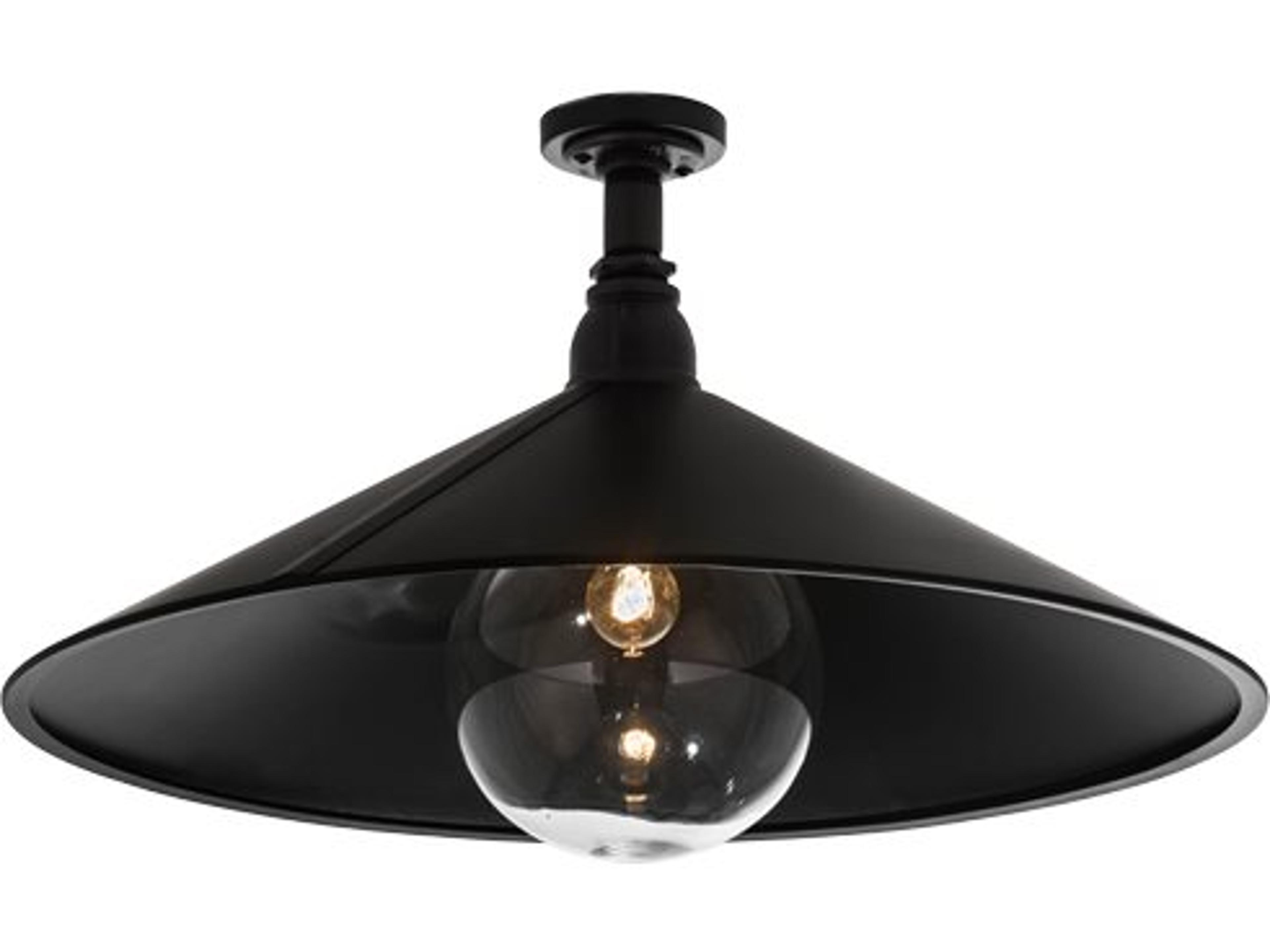1-Light Black Glass Semi Flush Mount