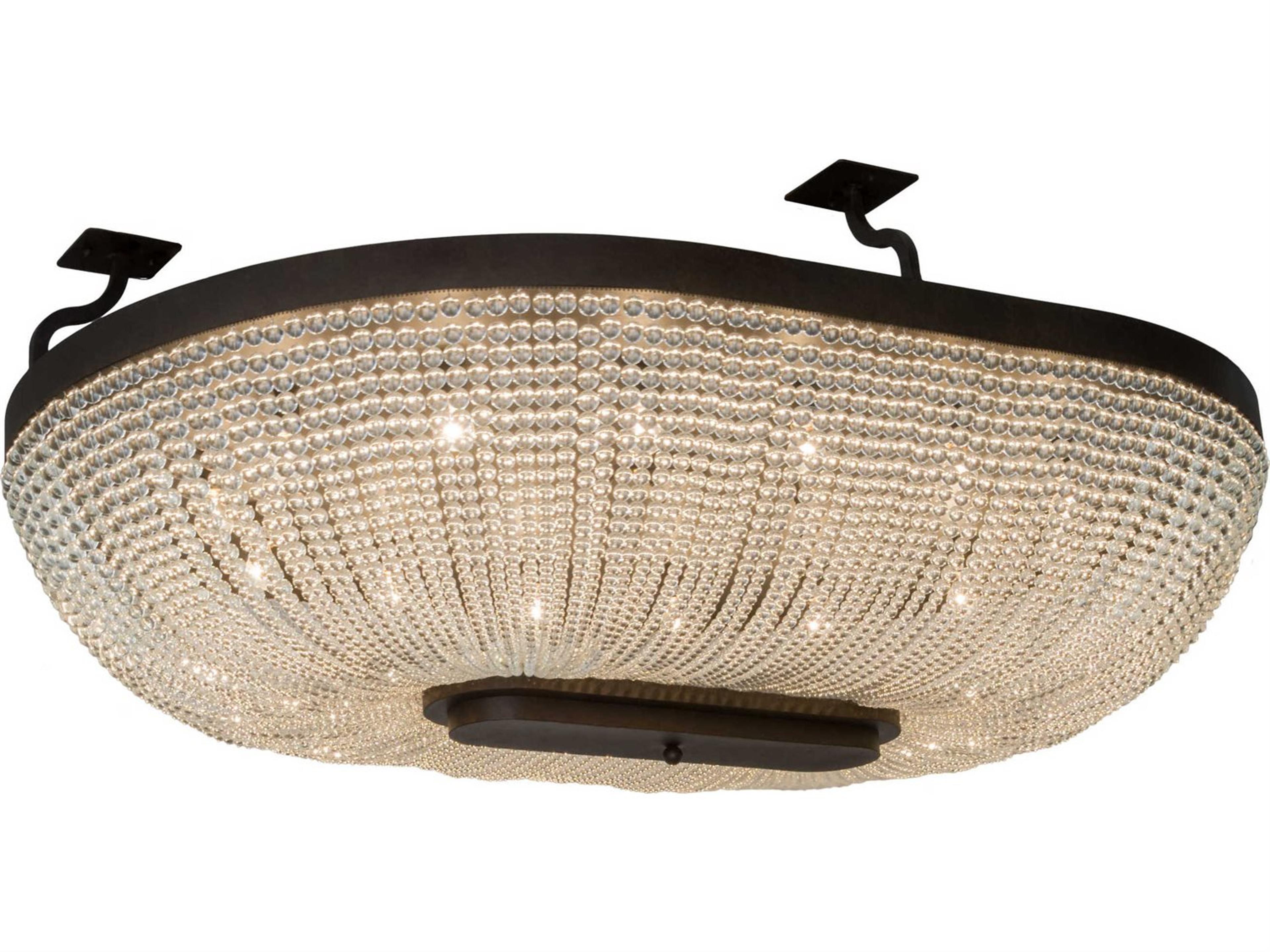 14-Light Brown Crystal Glass Semi Flush Mount