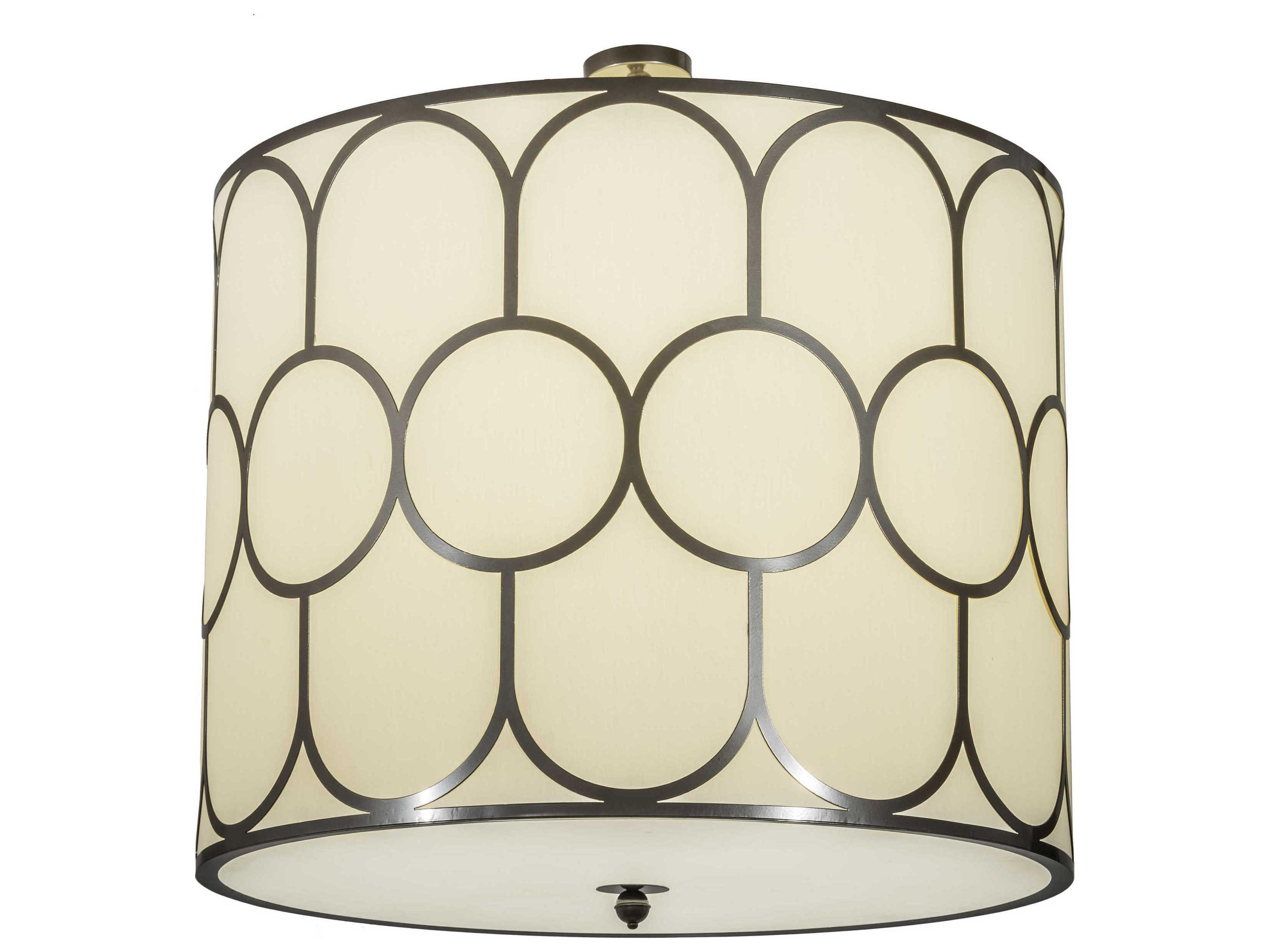 Meyda 8-Light Bronze Glass Drum Semi Flush Mount