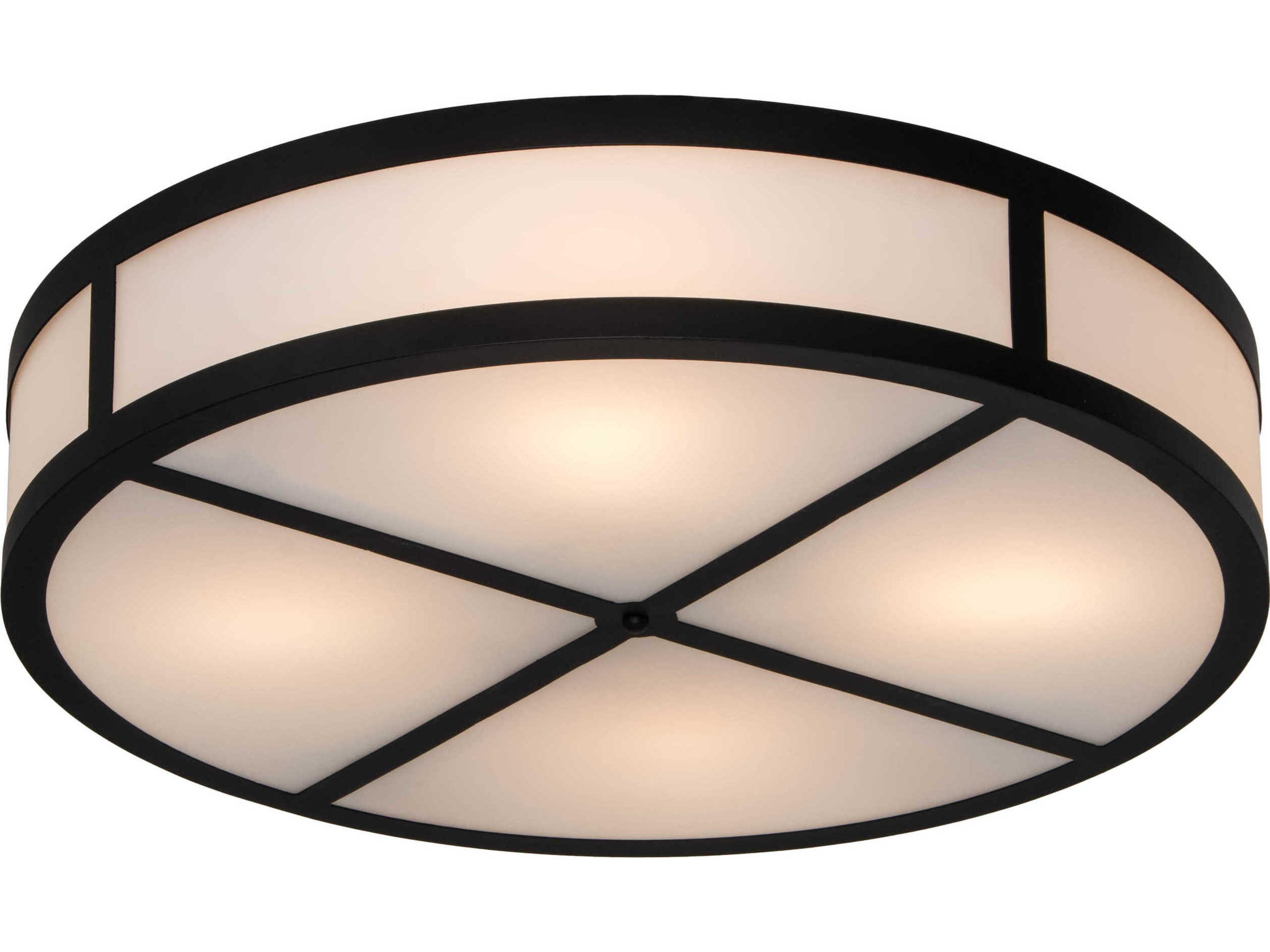 4-Light Black Glass Drum Semi Flush Mount